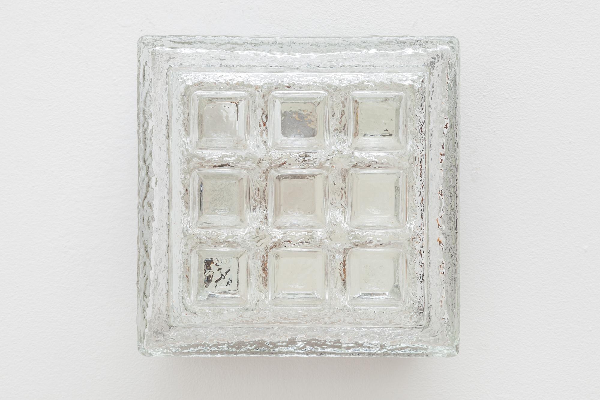 Mid-Century Modern Set of Four Limburg Flush Mount, Sconces Iced Glass, Germany