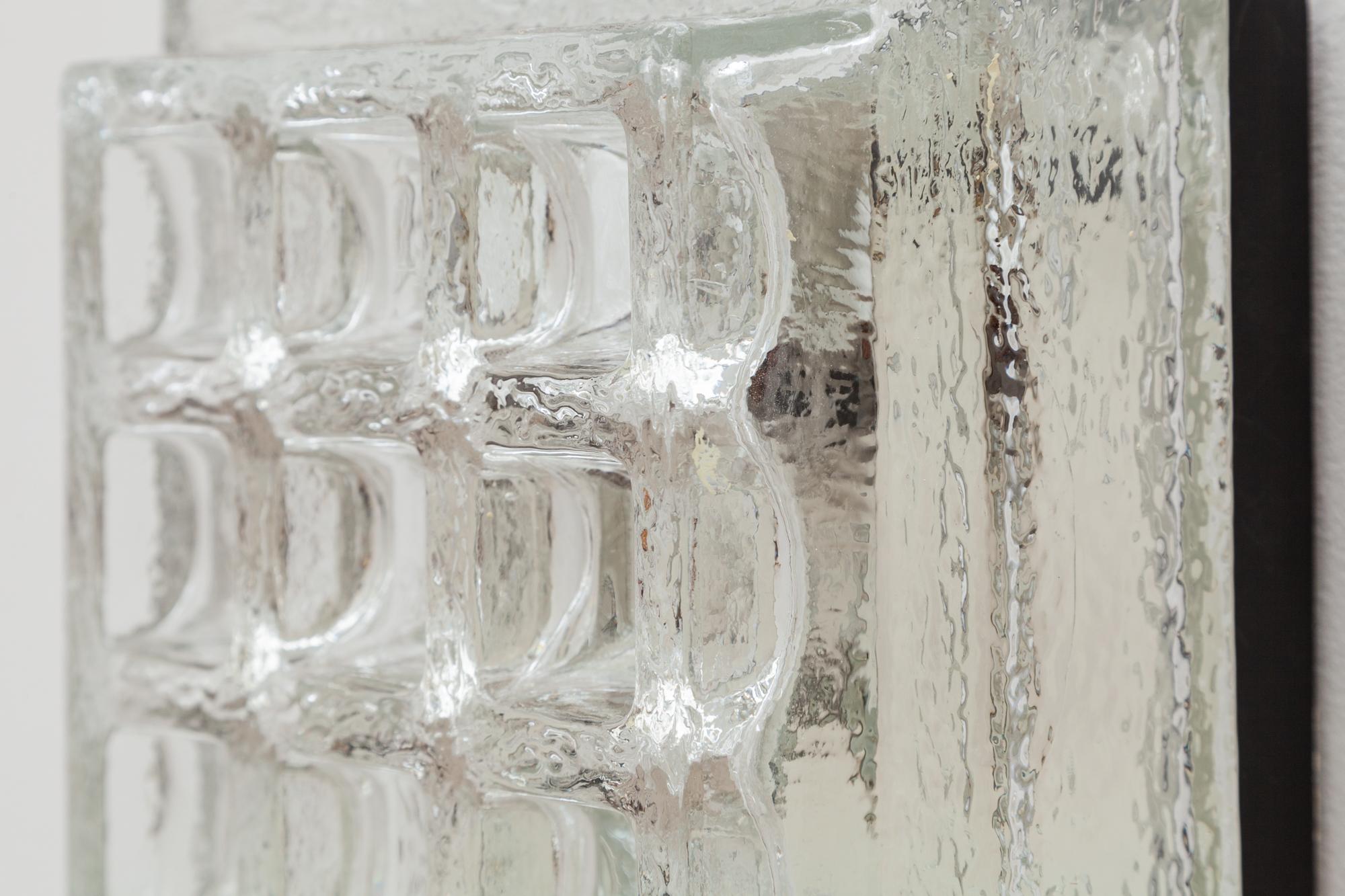 Molded Set of Four Limburg Flush Mount, Sconces Iced Glass, Germany