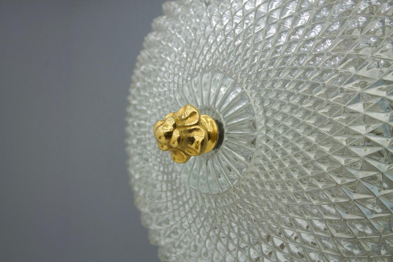 One of Four Limburg Wall Lights with Textured Glass and Gilded Brass, 1970s For Sale 7
