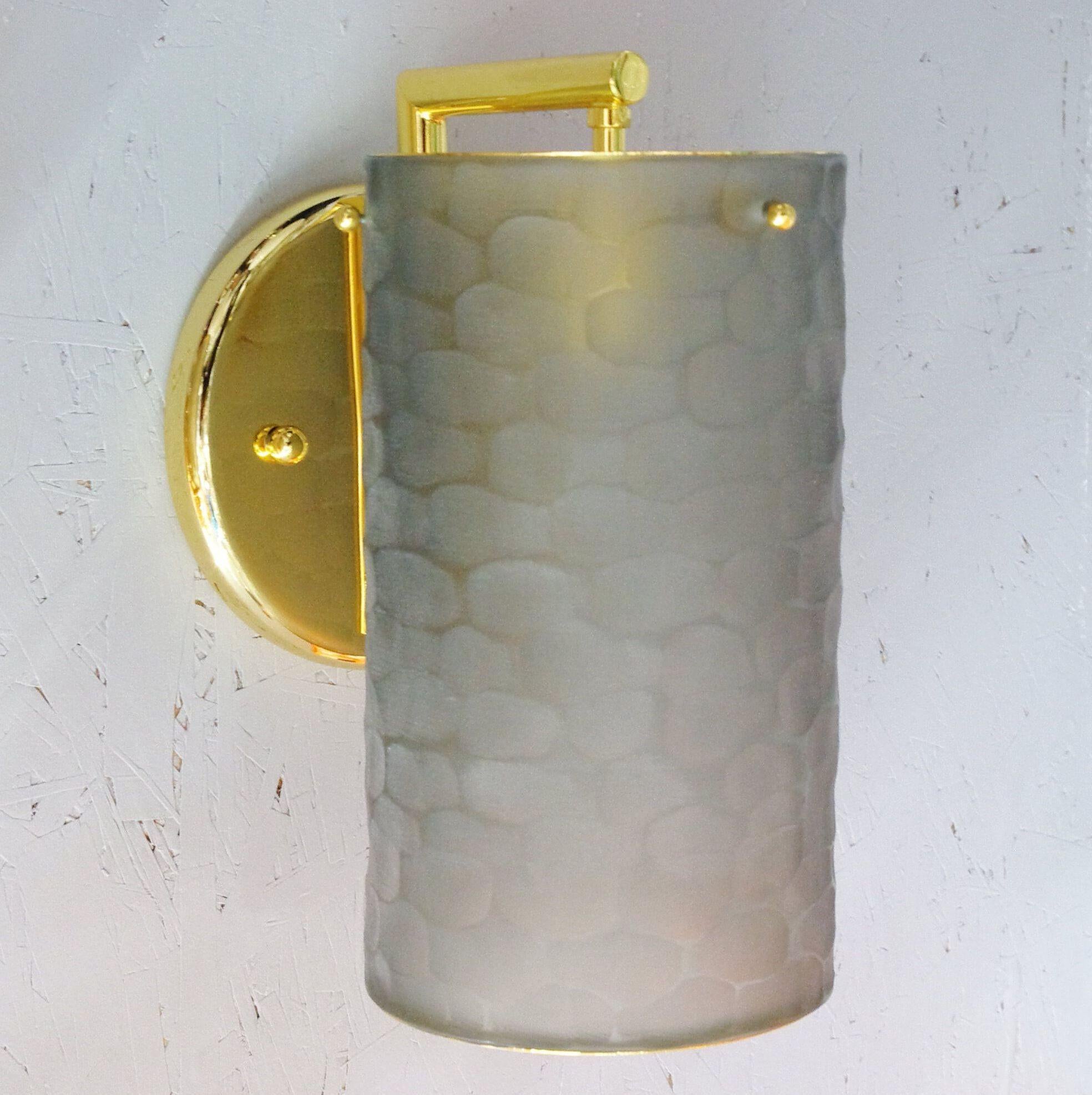 Set of Four Limited Edition Battuto Smoky Frosted Murano Glass Sconces In Good Condition For Sale In Los Angeles, CA