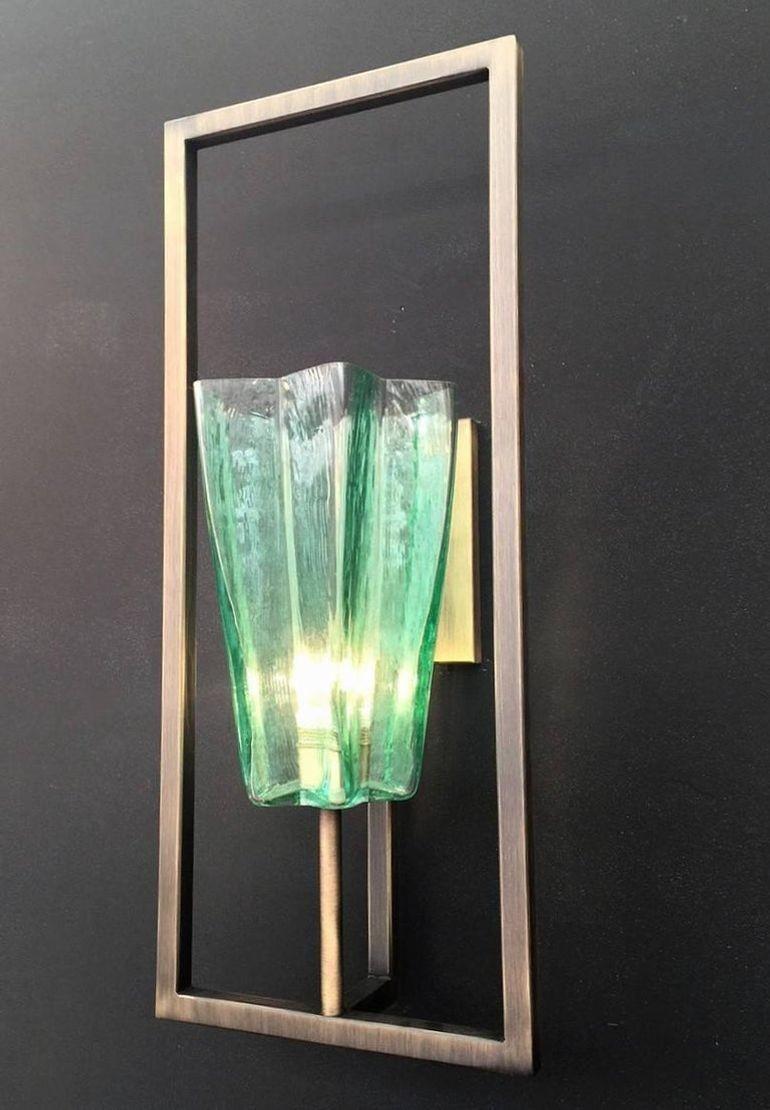 Set of Four Limited Edition Italian Emerald Green Sconces, 21st Century In Good Condition For Sale In Los Angeles, CA