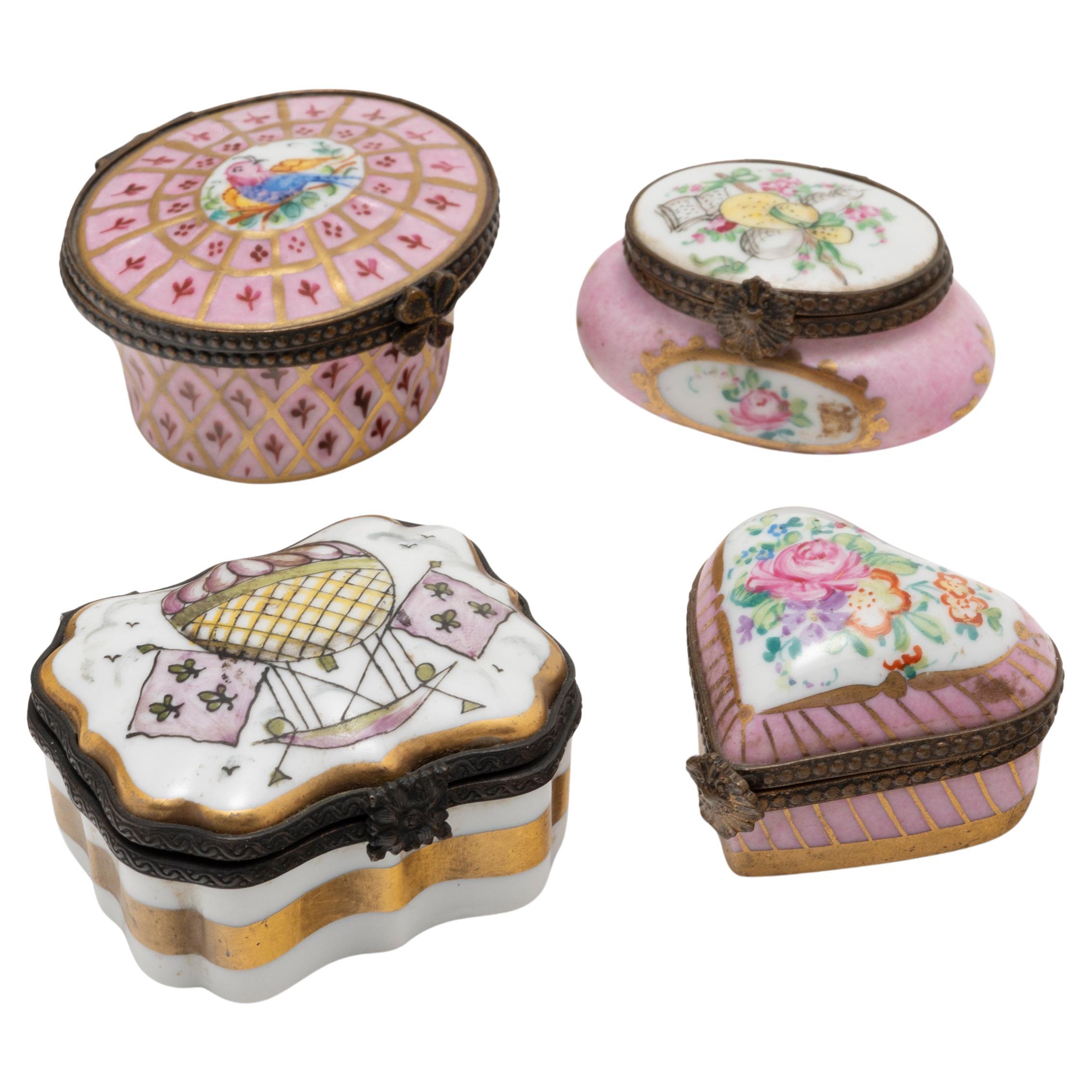 Set of four Limoges Trinket Boxes For Sale