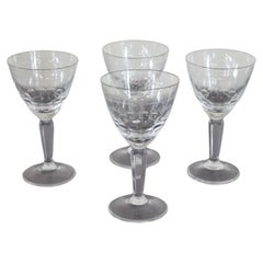 Vintage Set of Four Liqueur or Wine Crystal Glasses with Refined Decoration