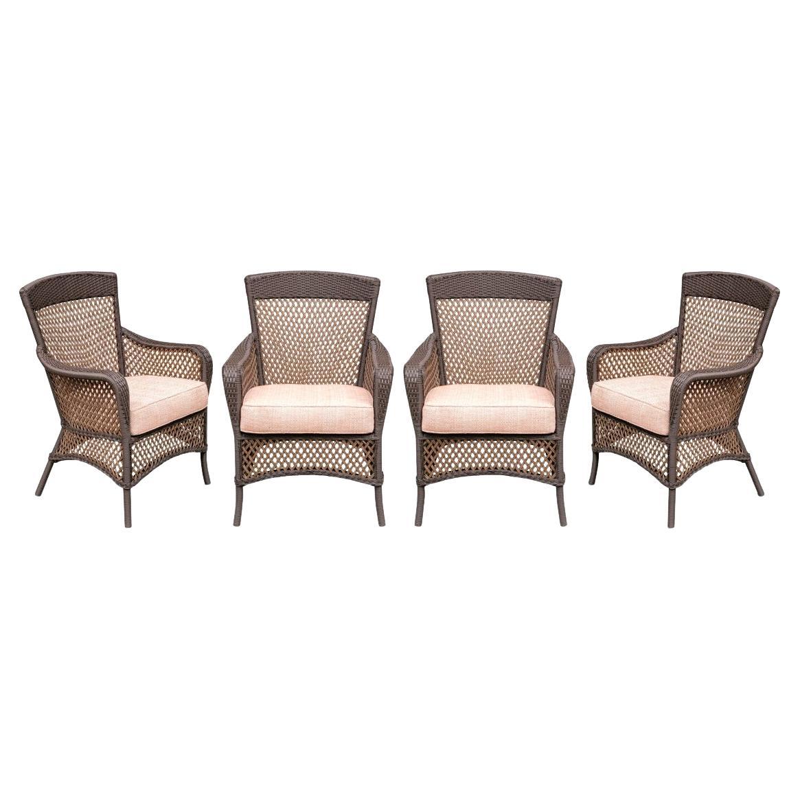Set Of Four Lloyd Flanders All Season "Loom Collection" Woven Vinyl Armchairs For Sale