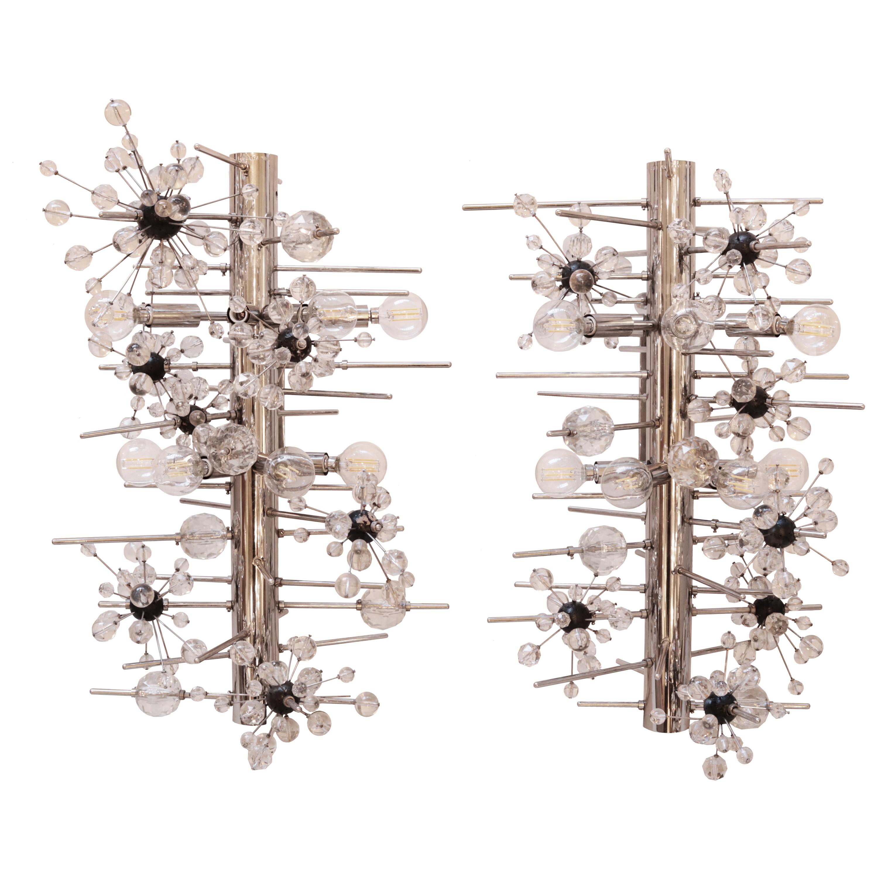 Set of Four Lobmeyr 'Sputnik' Cylinder Sconces For Sale