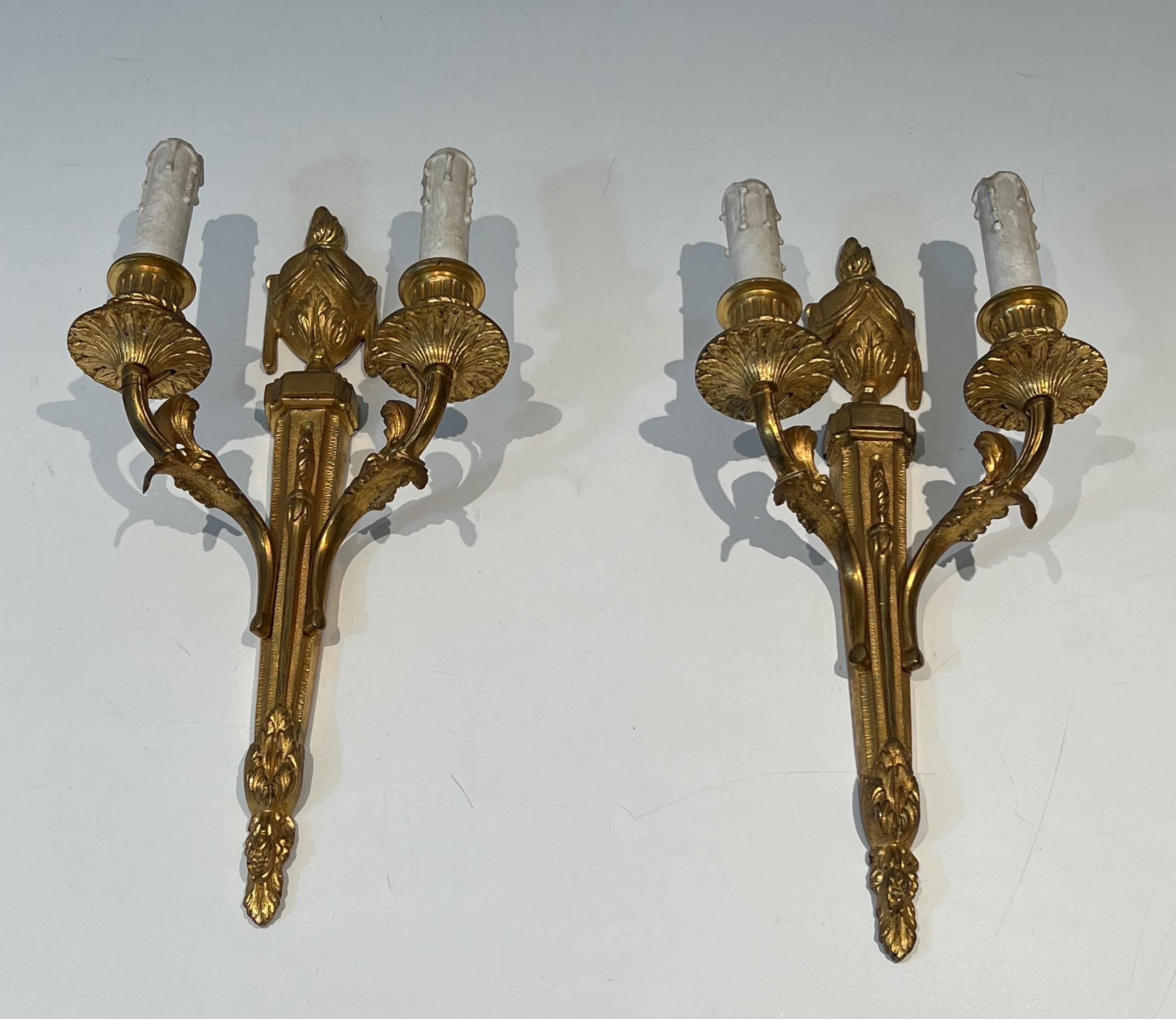 Set of Four Louis the 16th Style Bronze Wall Sconces For Sale 1