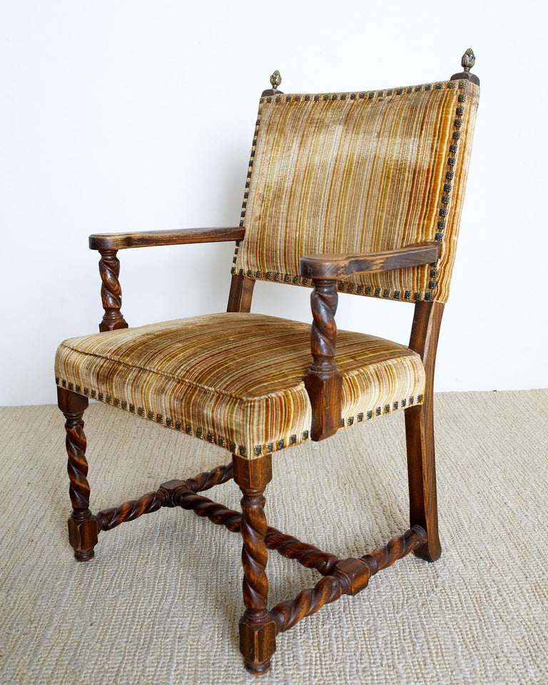 Set of Four Louis XIII Style Barley Twist Dining Chairs at 1stDibs