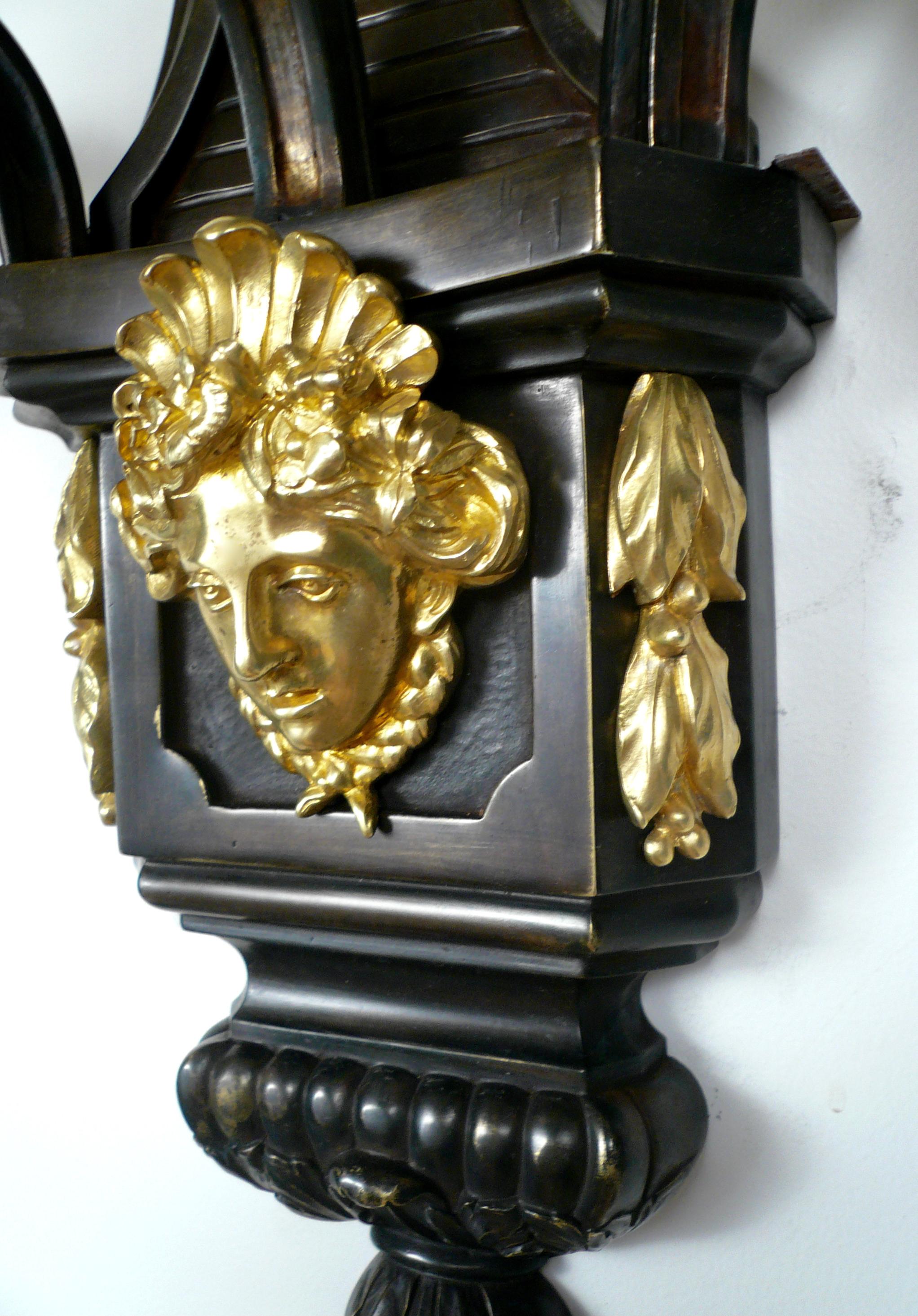 Set of Four Louis XIV Style Bronze Sconces In Good Condition For Sale In Pittsburgh, PA
