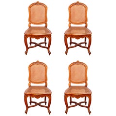 Set of Four Louis XV 18th Century Fruitwood Side Chairs
