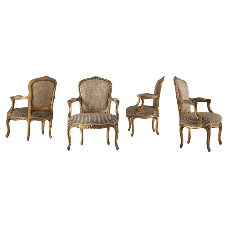 Set Of Four Louis XV Chairs with African Mudcloth Upholstery For