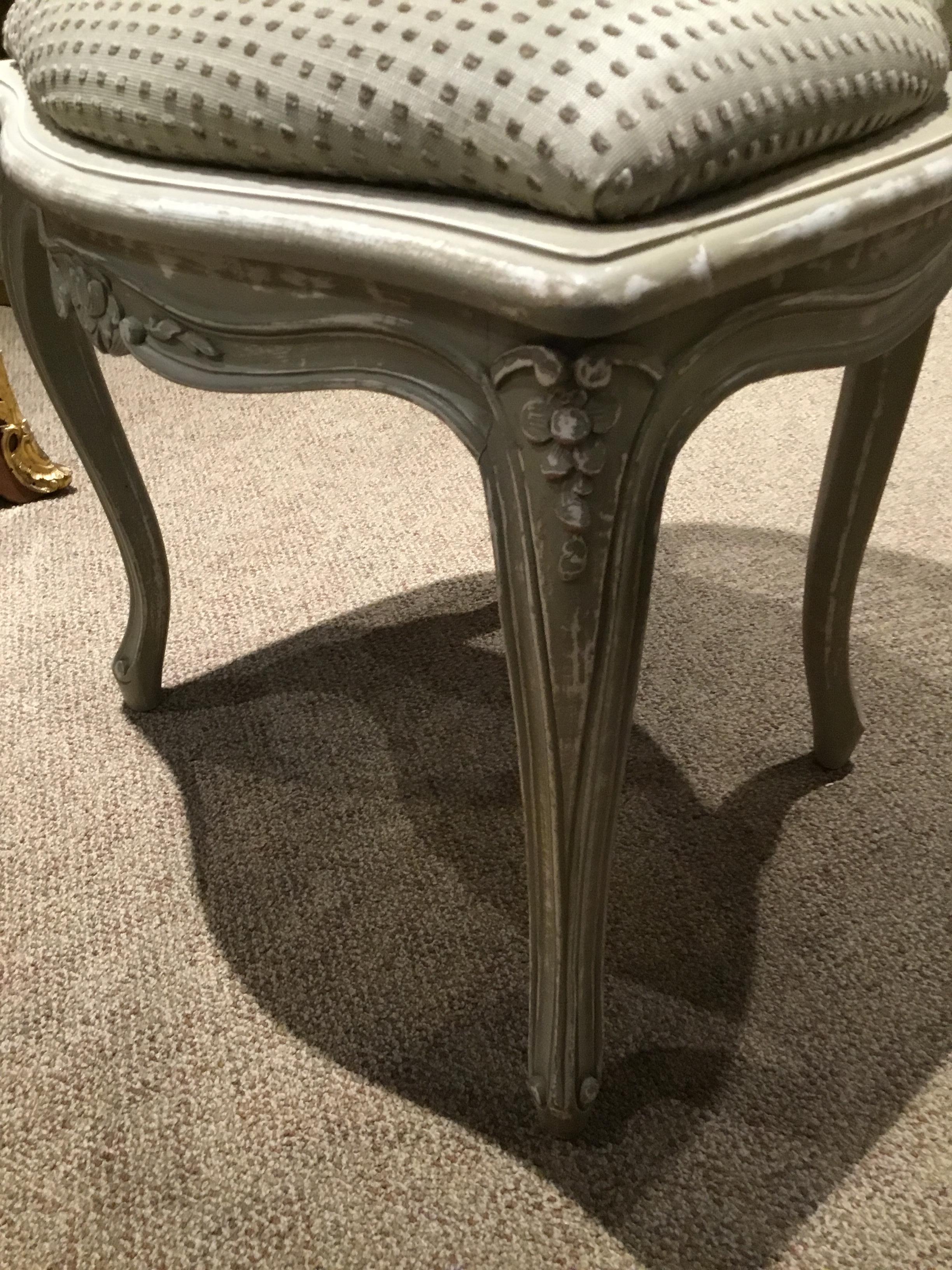 Set of Four Louis XV Style Painted Chairs with Cane Back in Gray/White Hue In Good Condition In Houston, TX