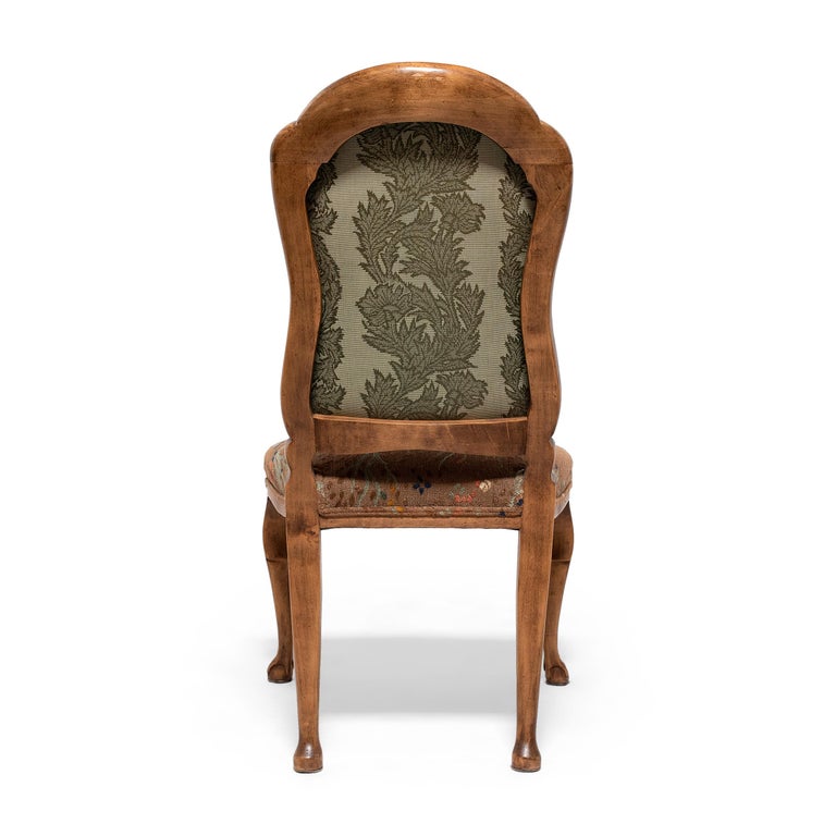 Carved Set of Four Louis XV-Style Upholstered Dining Chairs For Sale