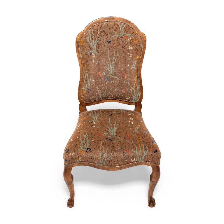 Contemporary Set of Four Louis XV-Style Upholstered Dining Chairs For Sale