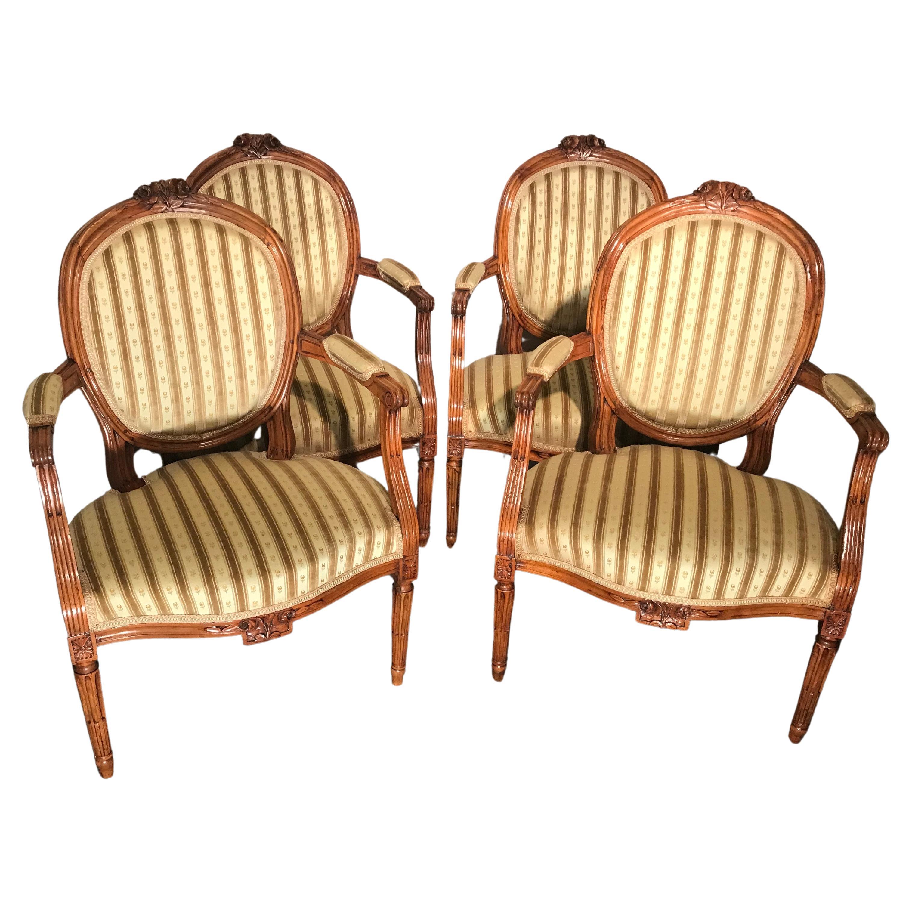 Set of four Louis XVI Armchairs, France 18th century For Sale