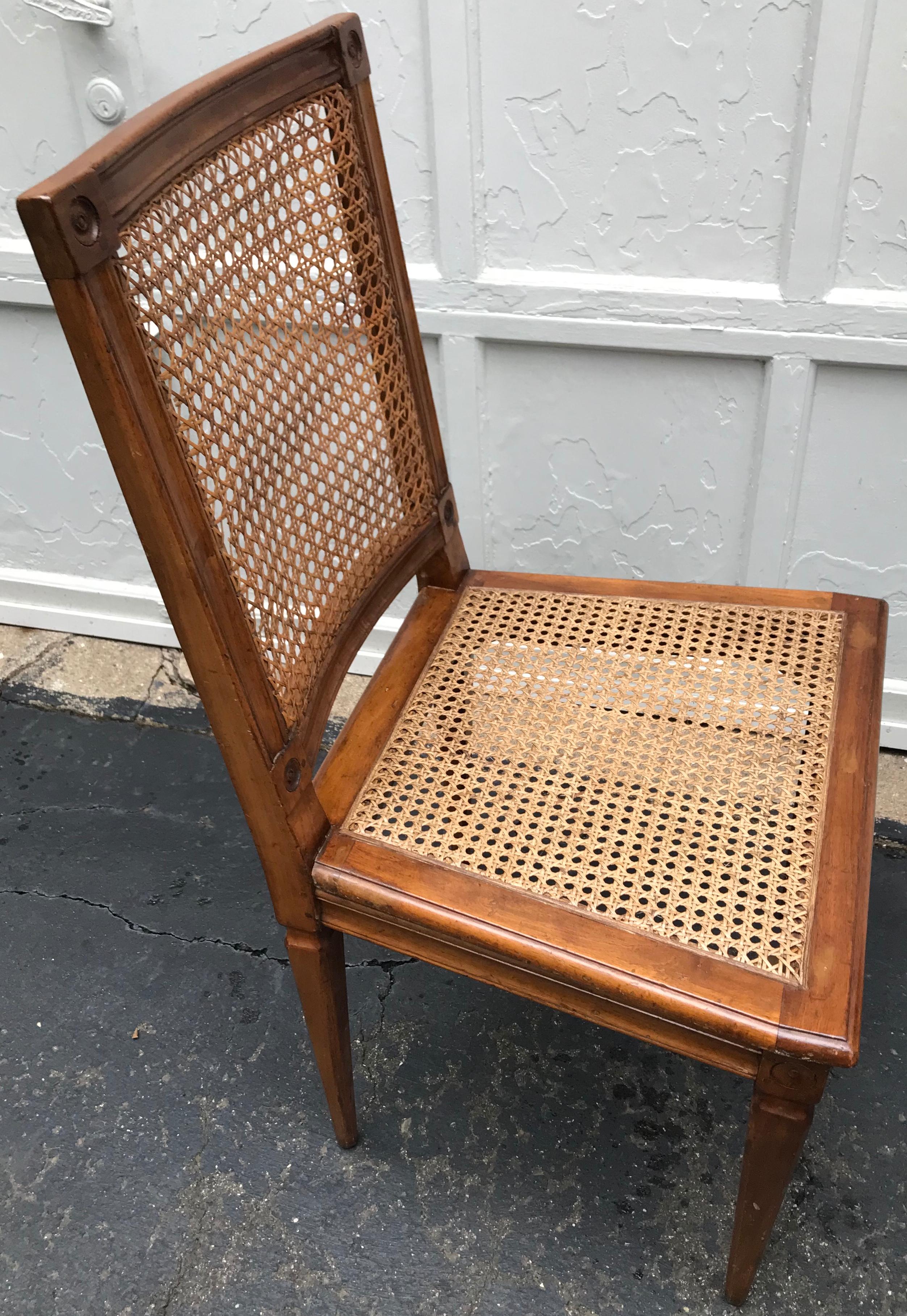 French Set of Four Louis XVI Caned Chairs For Sale