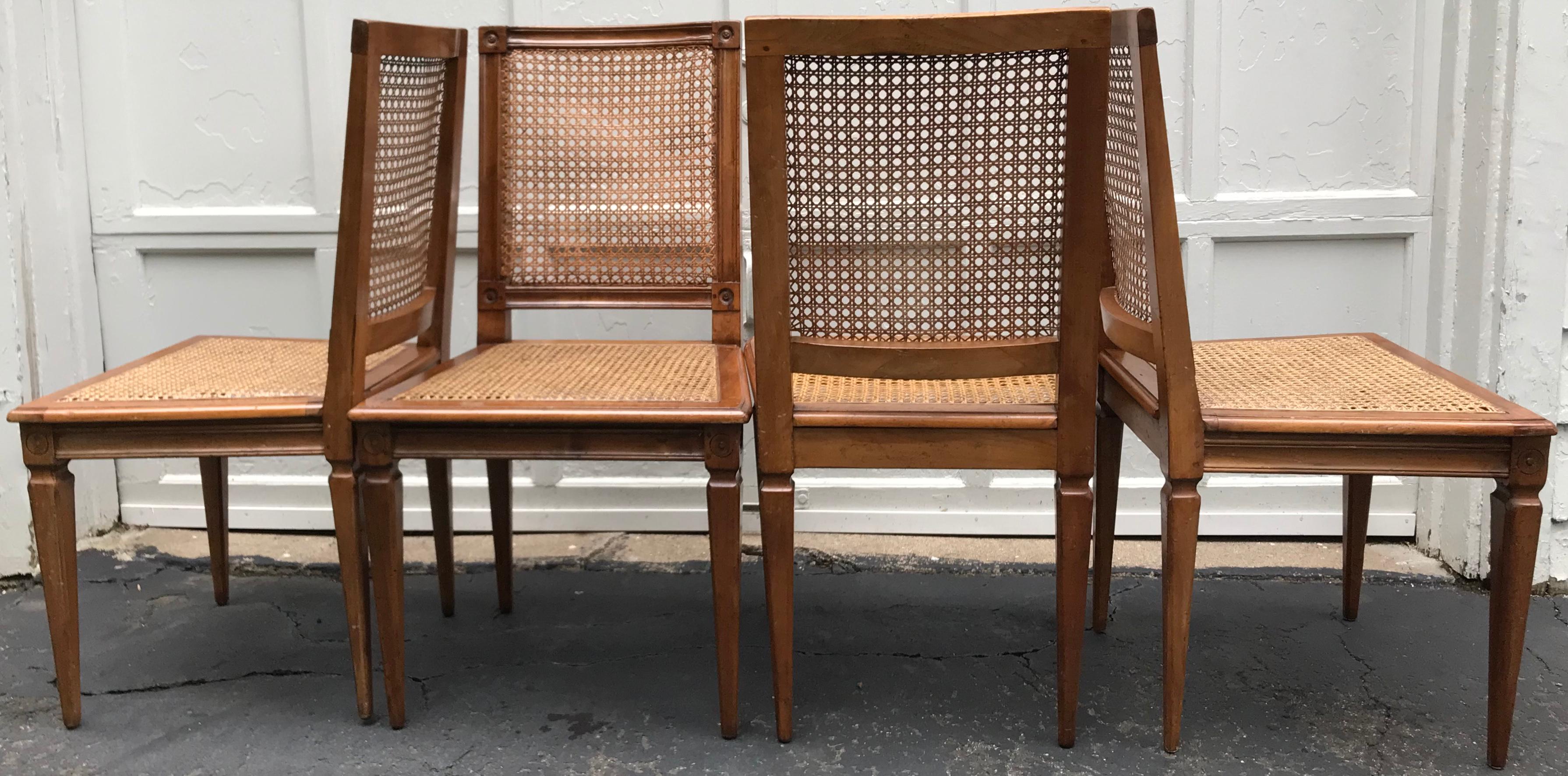 Set of Four Louis XVI Caned Chairs For Sale 1