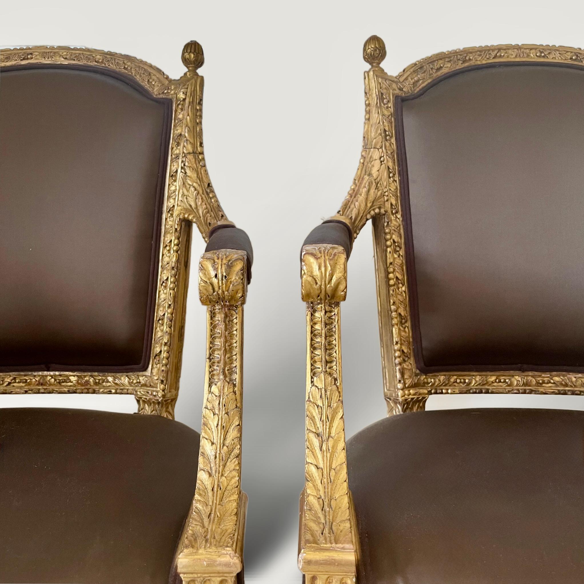 Set di quattro sedie Luigi XVI in legno dorato, CIRCA 1780 in vendita 1