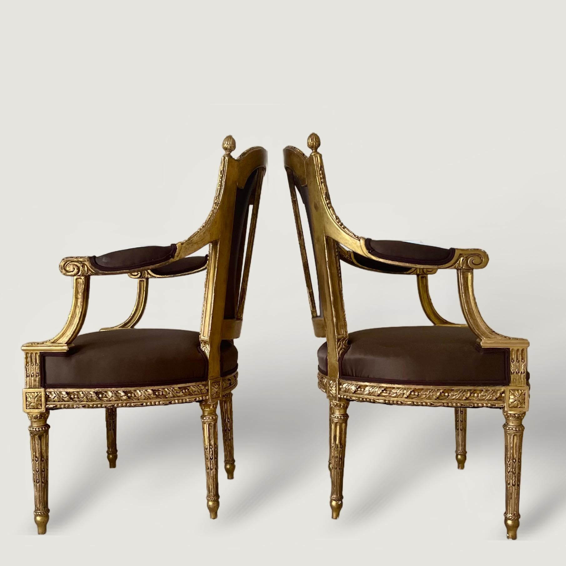 Set di quattro sedie Luigi XVI in legno dorato, CIRCA 1780 in vendita 2