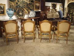 Set of Four Louis XVI Giltwood and Tapestry Fauteuils from France, 18th Century