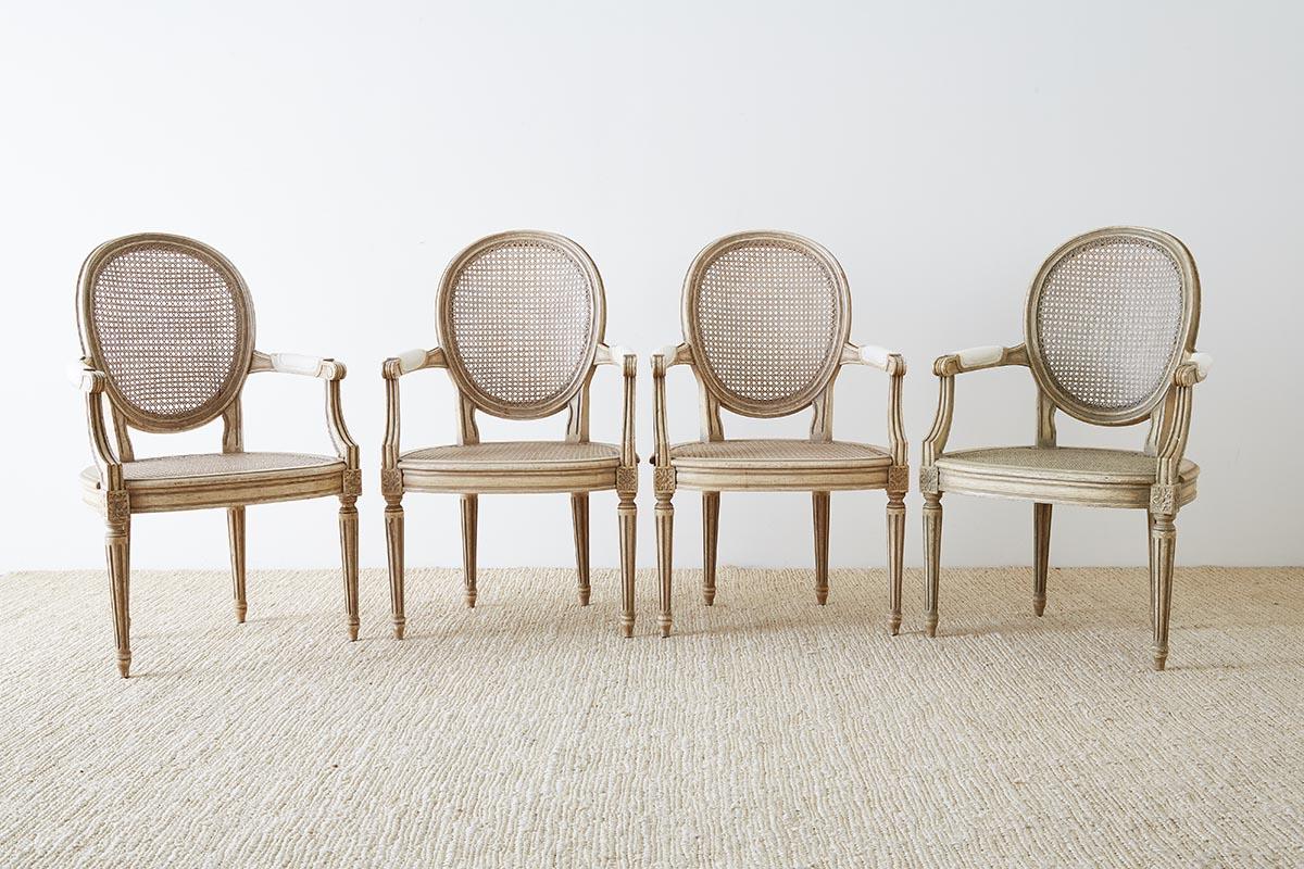 French Set of Four Louis XVI Gustavian Style Dining Chairs