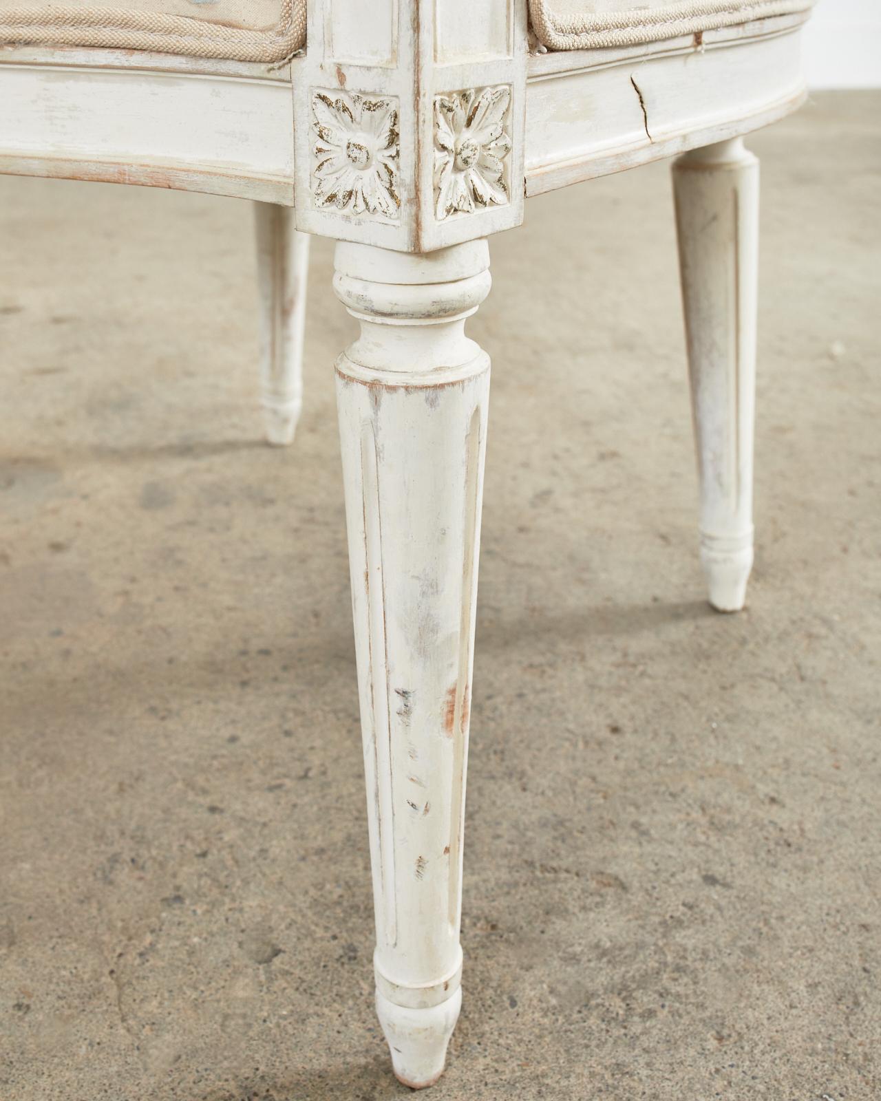 Set of Four Louis XVI Gustavian Style Painted Dining Armchairs For Sale 5