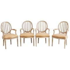 Set of Four Louis XVI Lacquered Dining Chairs
