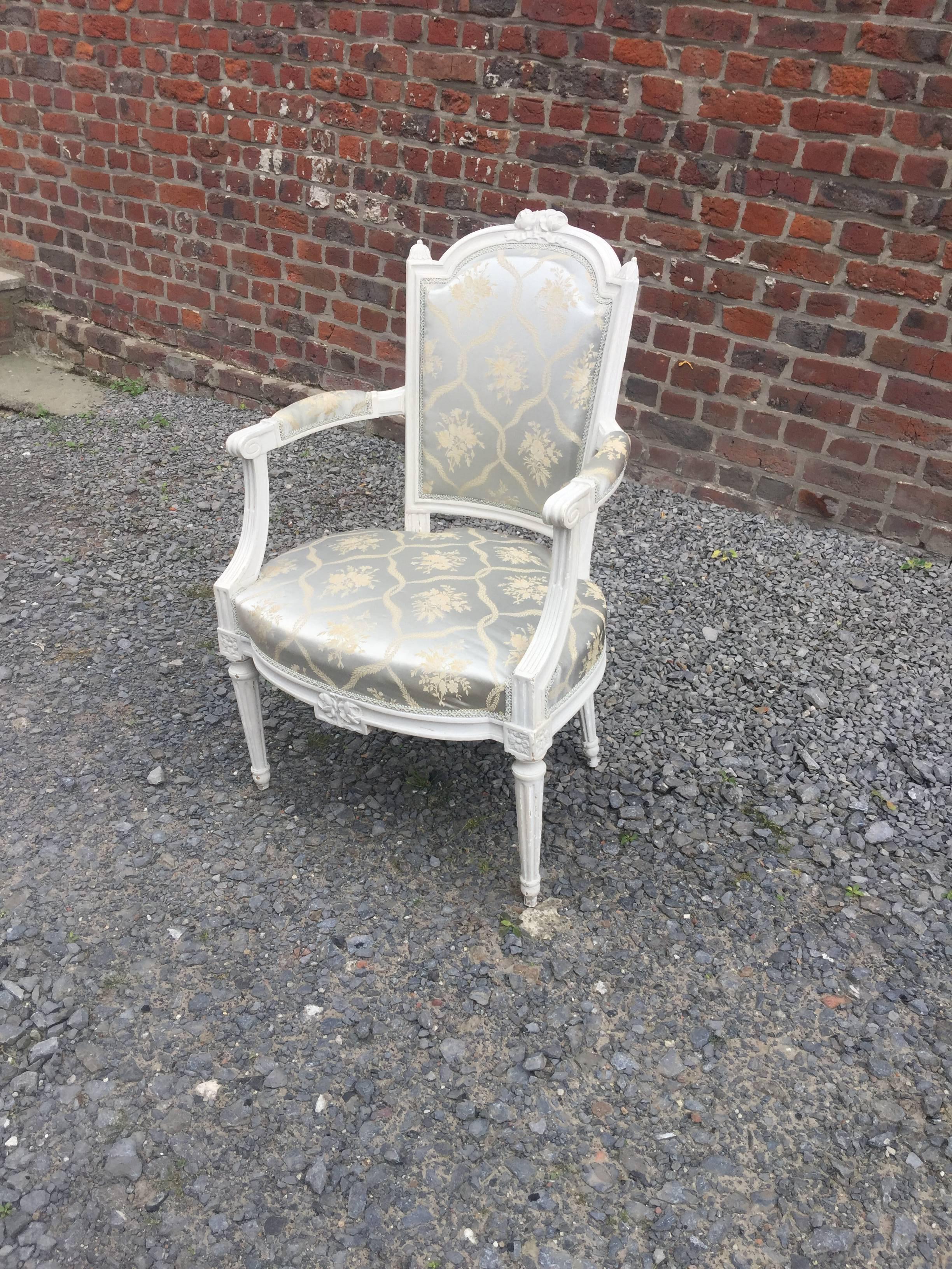 Set of Four Louis XVI Style Armchairs For Sale 3