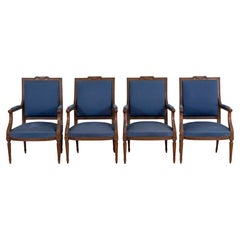 Juego De Cuatro Sillones Estilo Luis XVI En Madera Natural