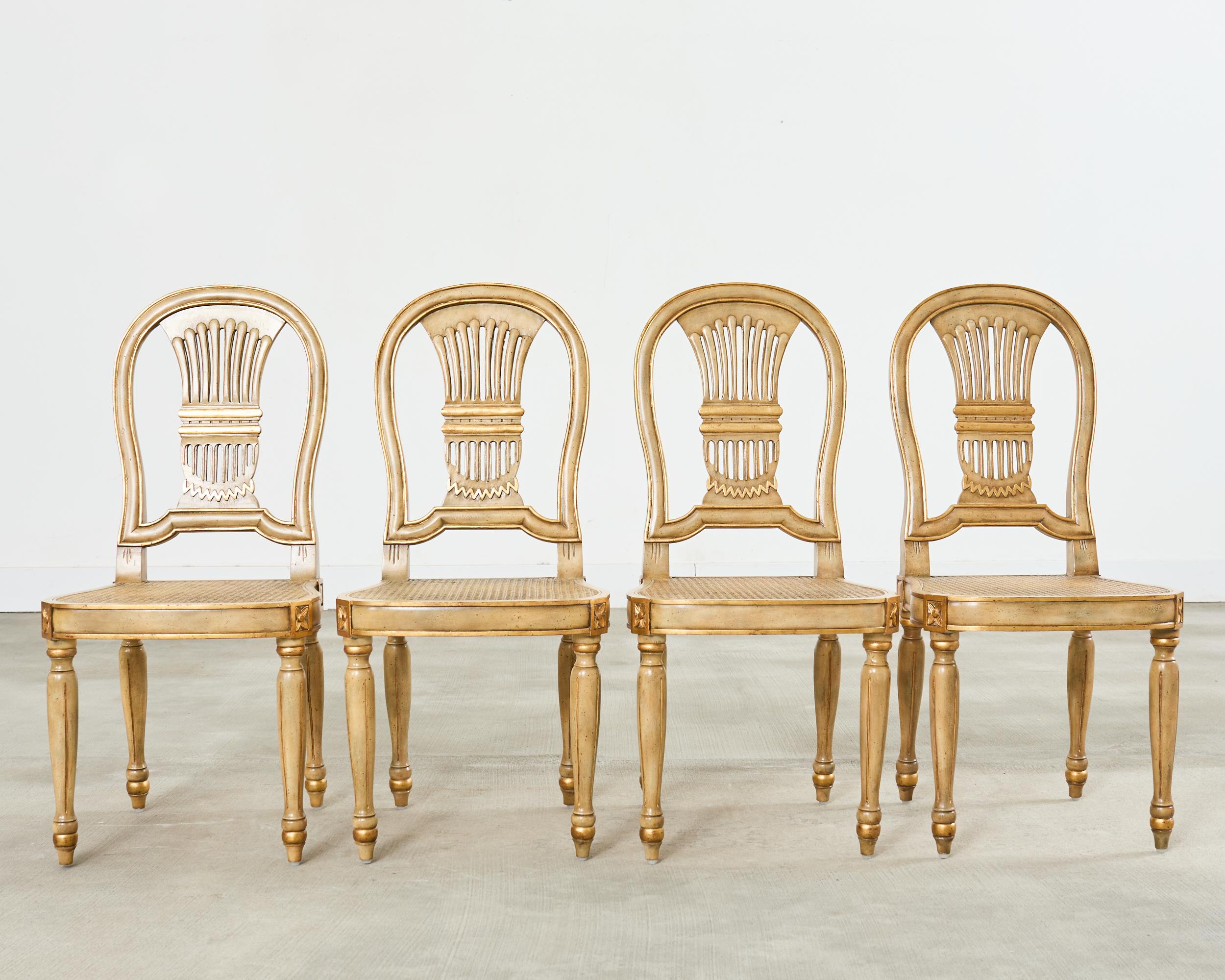 Indonesian Set of Four Louis XVI Style Balloon Dining Chairs Maitland-Smith For Sale