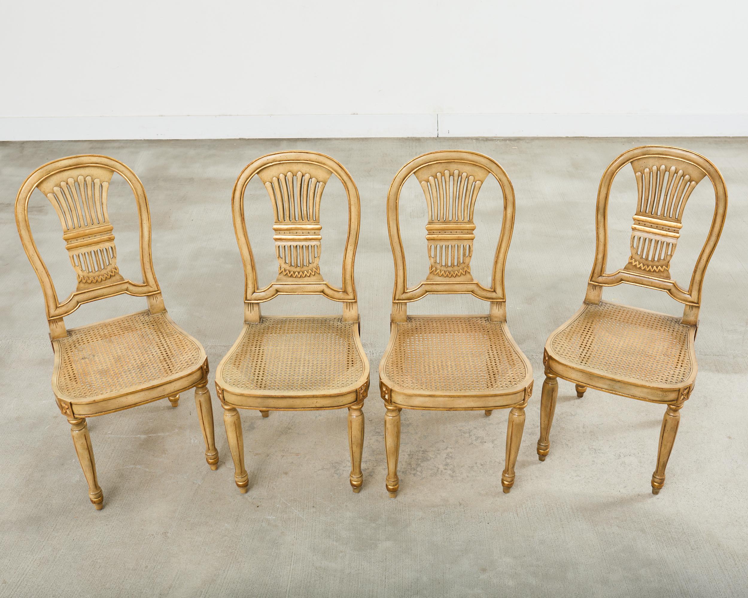 Painted Set of Four Louis XVI Style Balloon Dining Chairs Maitland-Smith For Sale