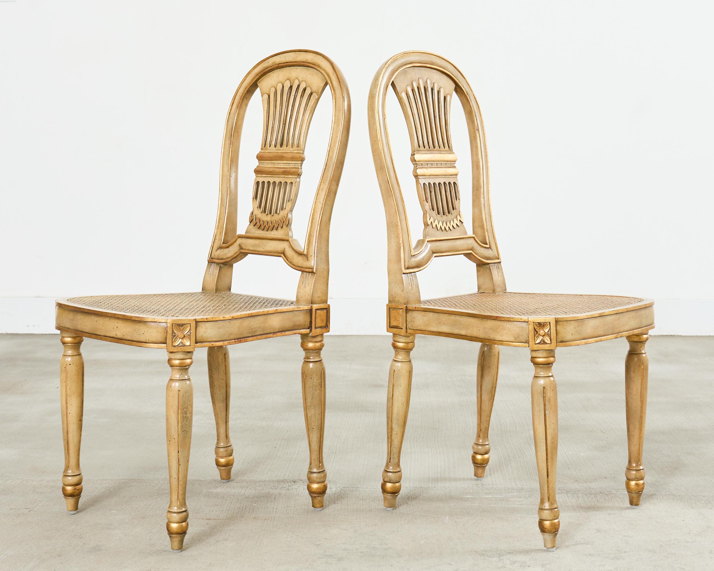 Set of Four Louis XVI Style Balloon Dining Chairs Maitland-Smith For Sale 1