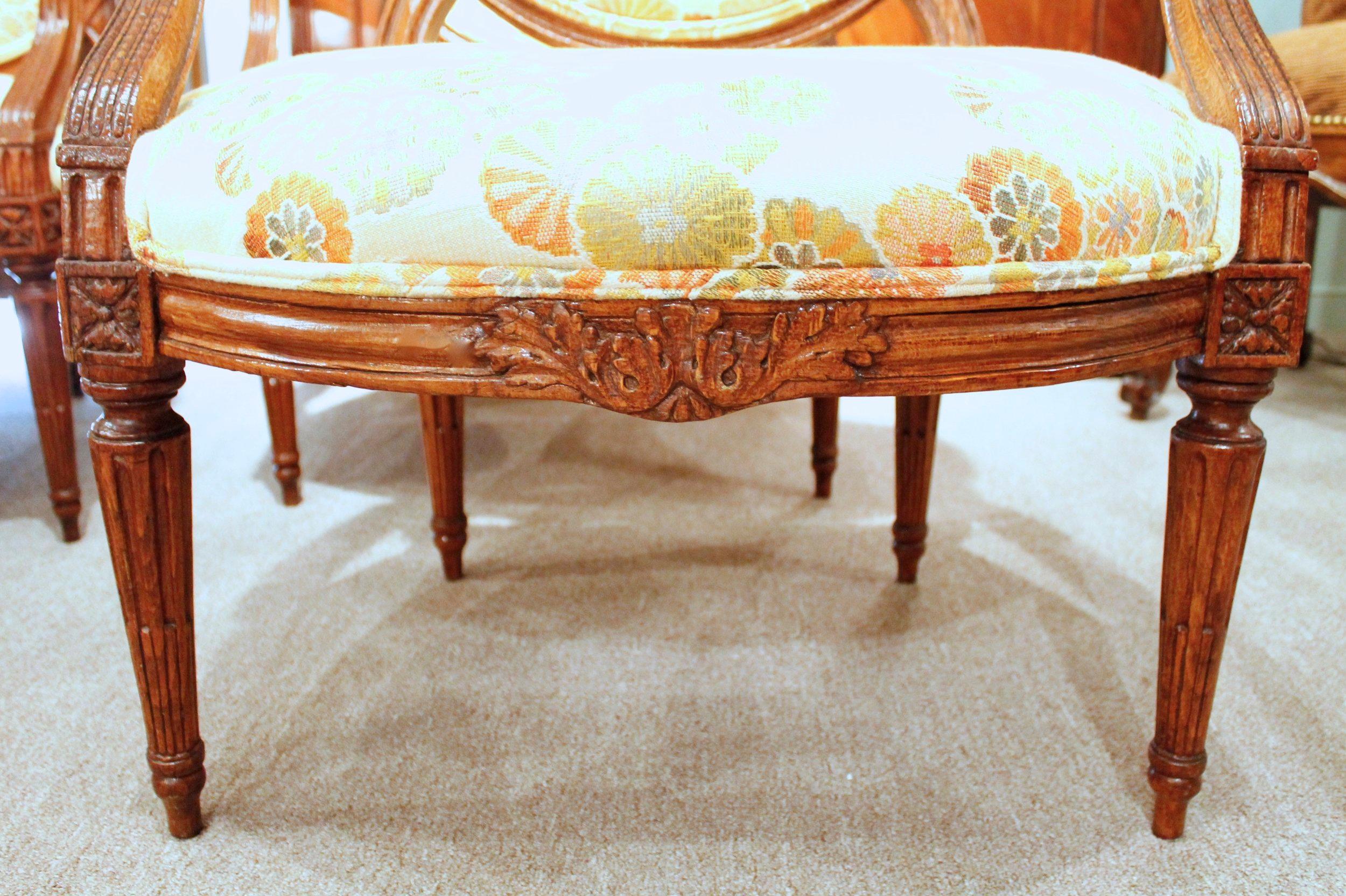 Set Of Four Louis XVI Style Carved Beechwood Fauteuils, 19th Century For Sale 4