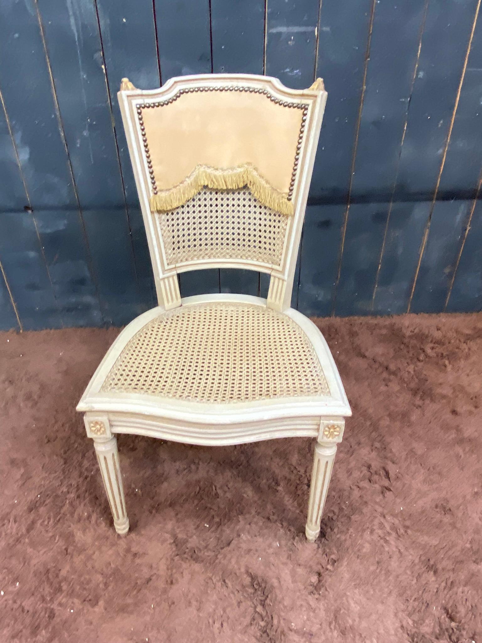 Set of Four Louis XVI Style chairs circa 1950 For Sale 3