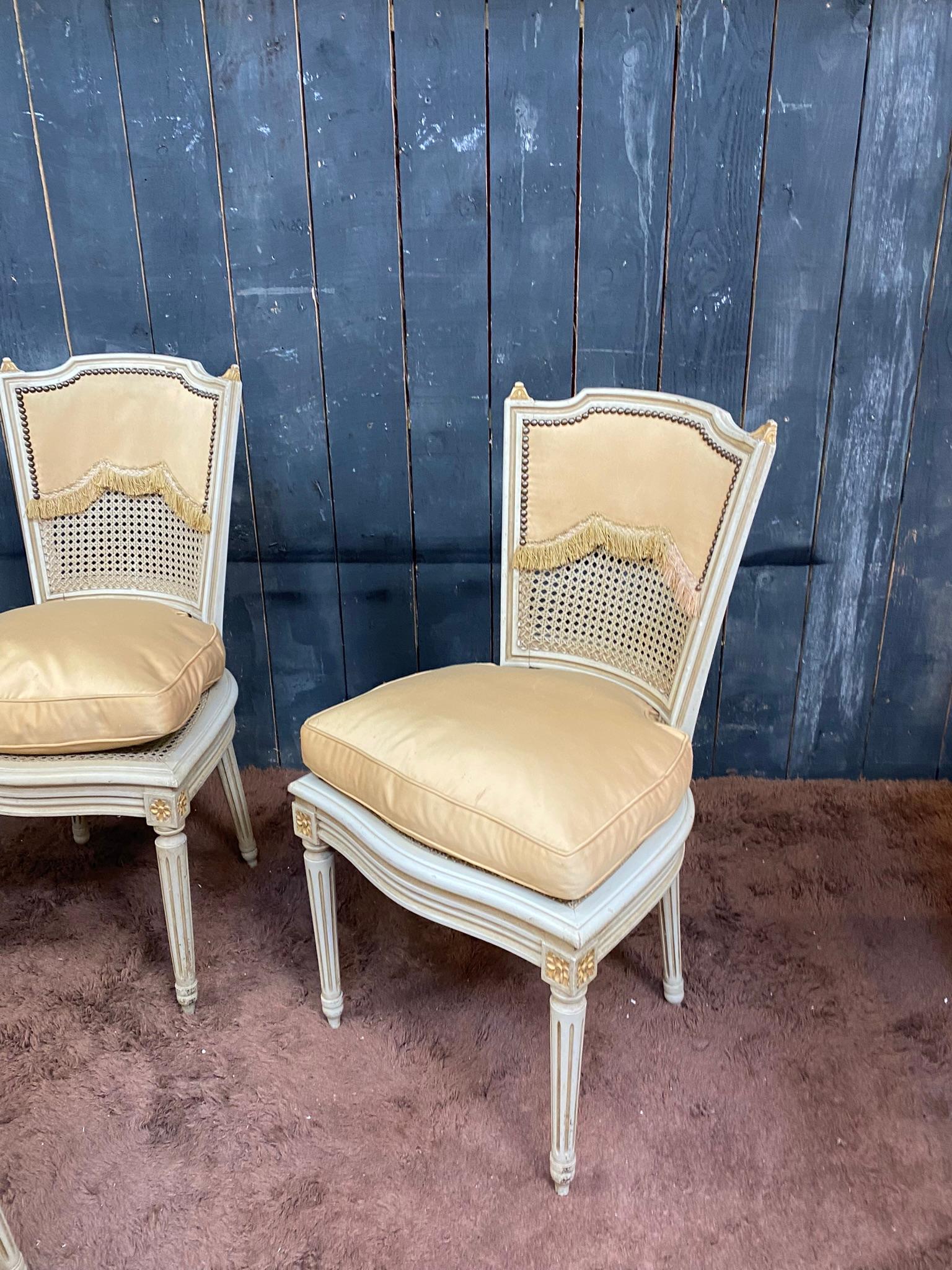 Set of Four Louis XVI Style chairs circa 1950 For Sale 10