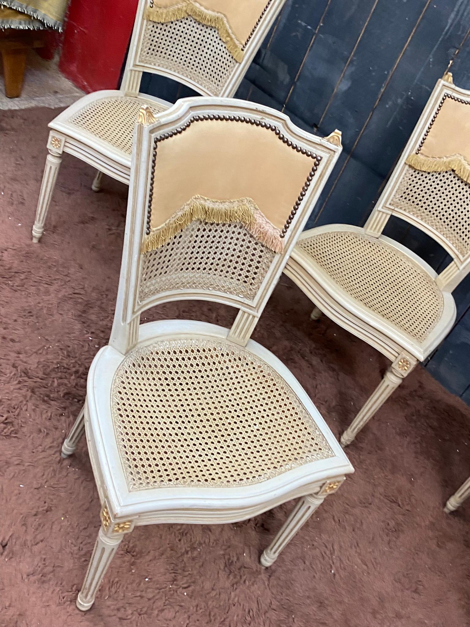 French Set of Four Louis XVI Style chairs circa 1950 For Sale