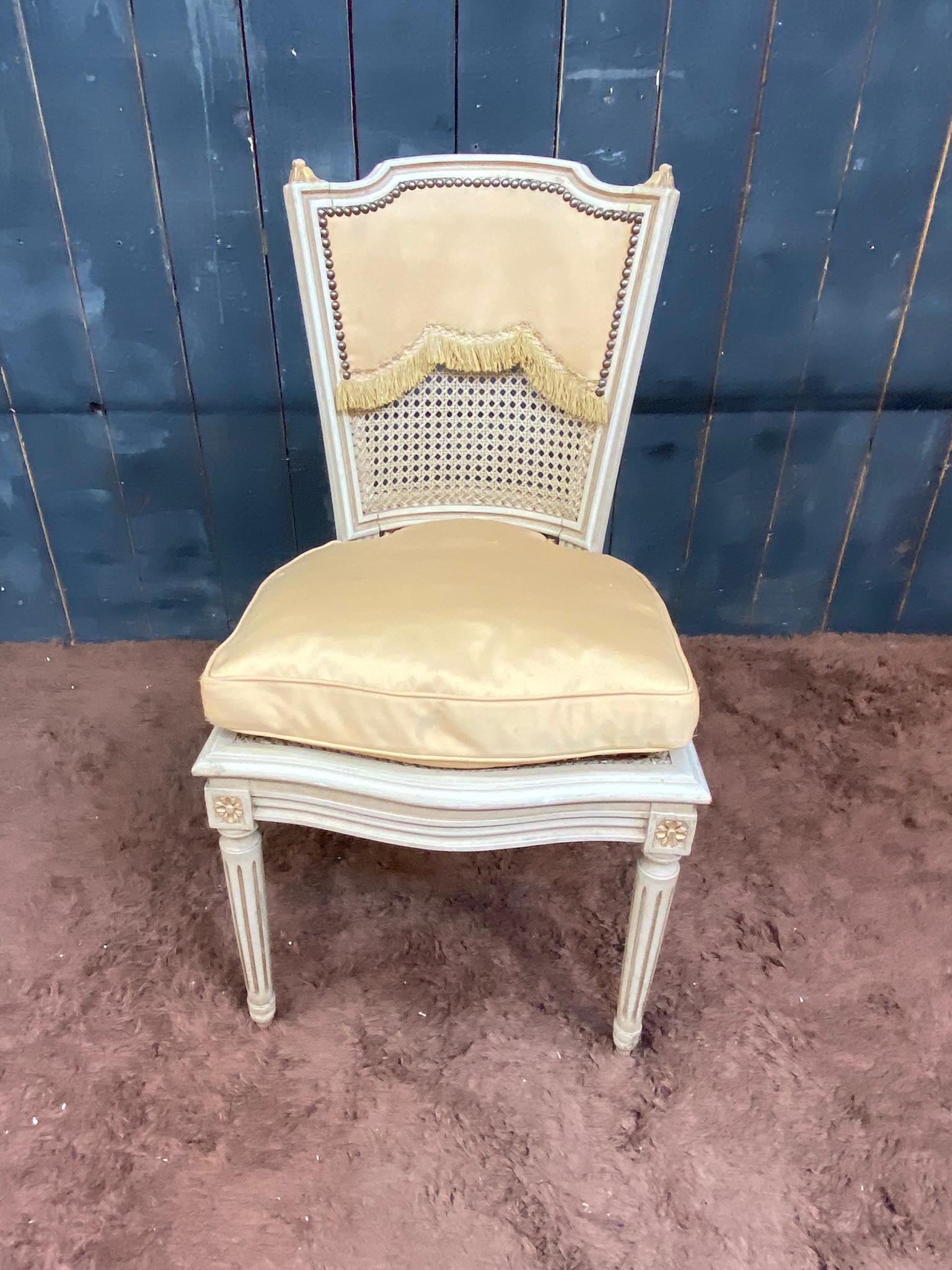 Set of Four Louis XVI Style chairs circa 1950 For Sale 2