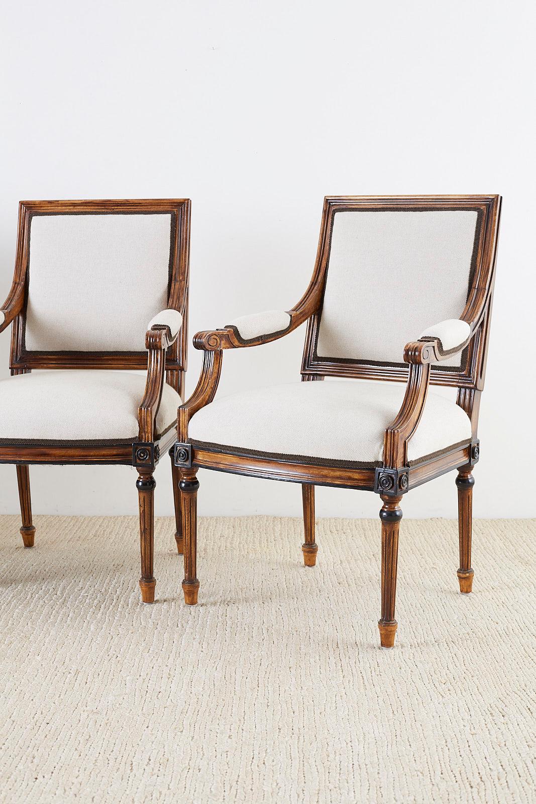 Set of Four Louis XVI Style Dining Armchairs In Good Condition In Rio Vista, CA