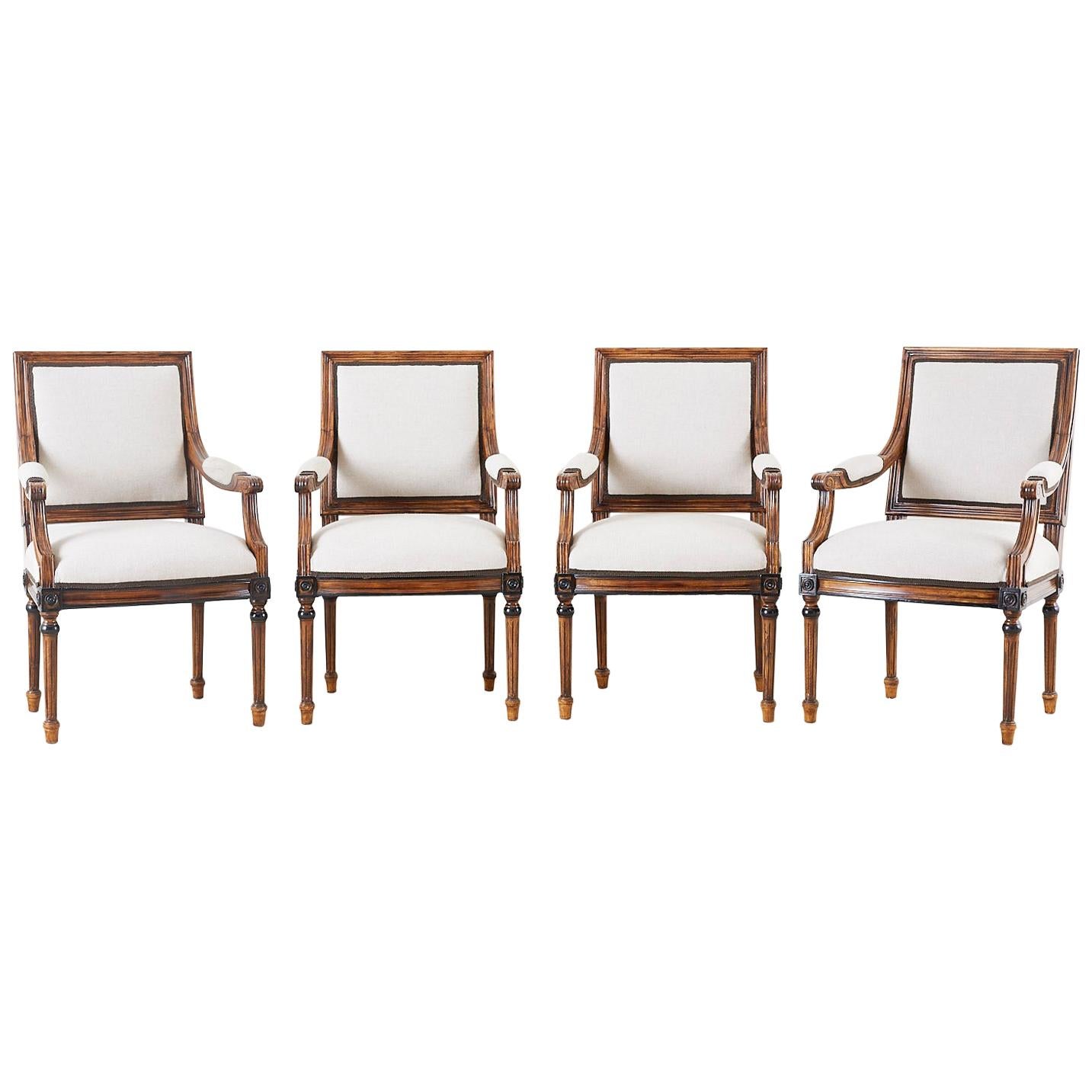 Set of Four Louis XVI Style Dining Armchairs