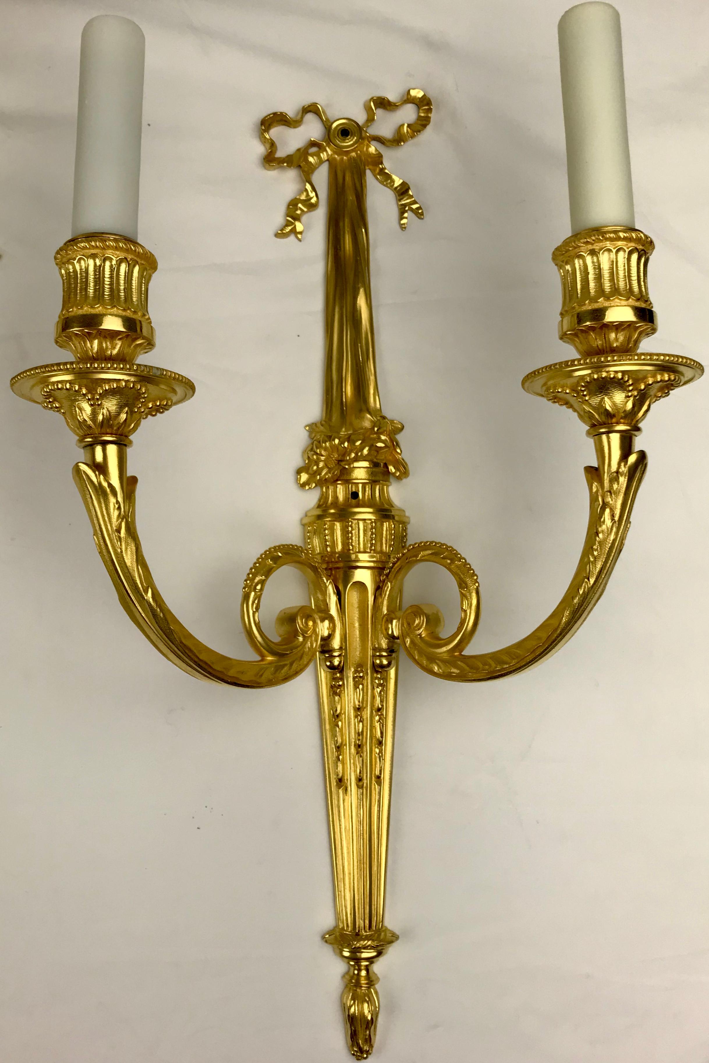 Set of Four Louis XVI Style Gilt Bronze Sconces by E. F. Caldwell For Sale 4