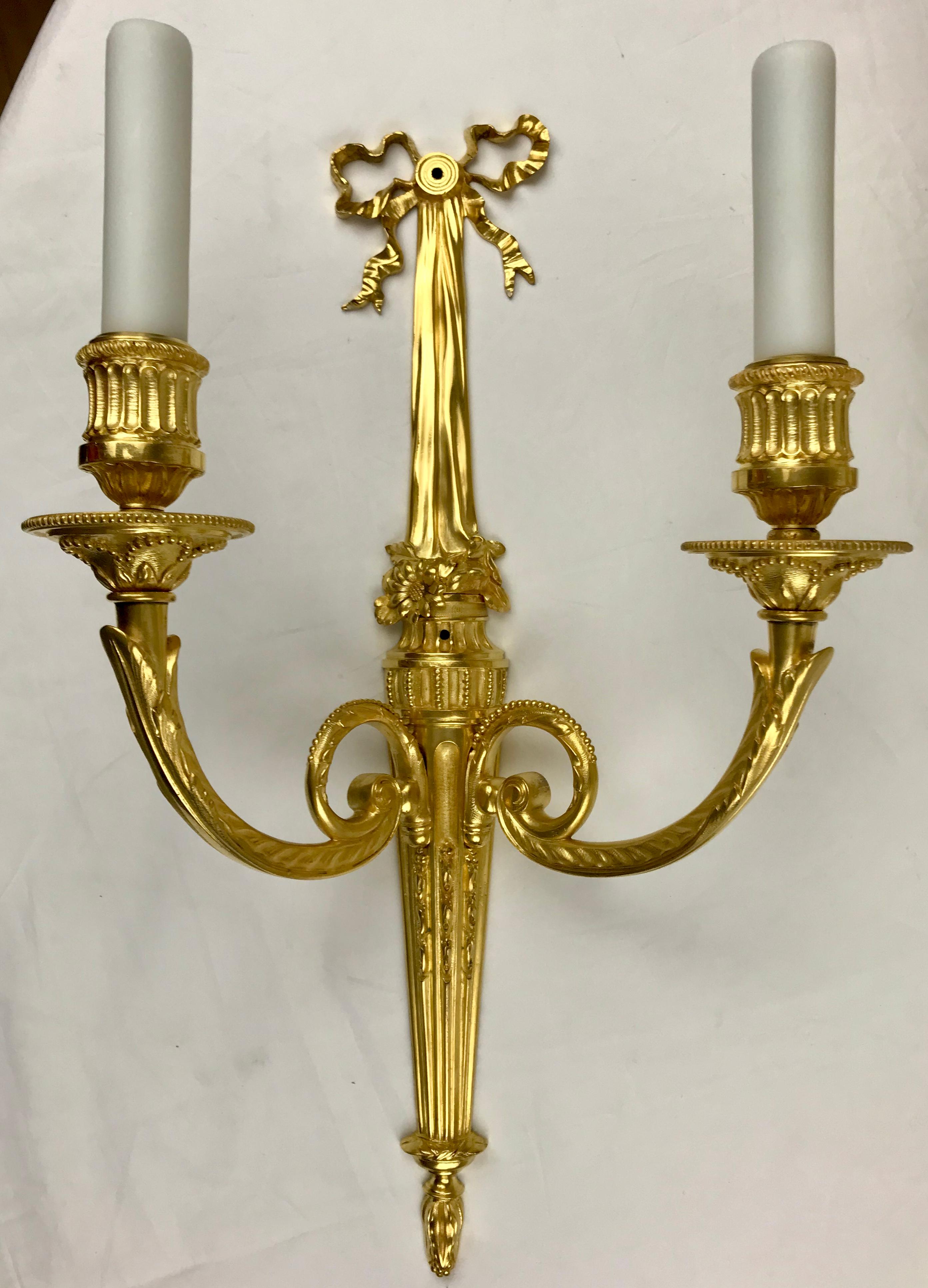 Set of Four Louis XVI Style Gilt Bronze Sconces by E. F. Caldwell For Sale 5