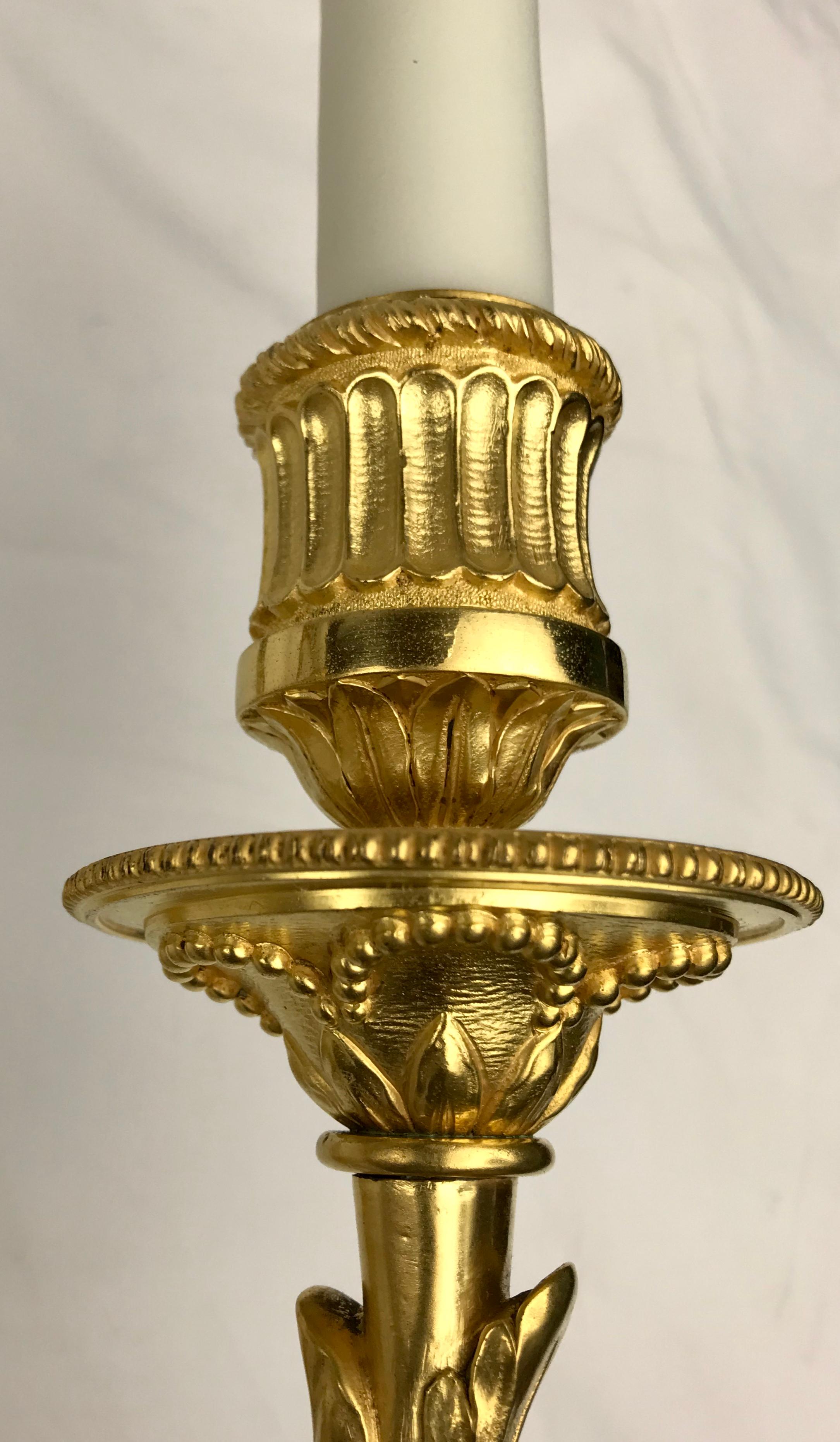 Set of Four Louis XVI Style Gilt Bronze Sconces by E. F. Caldwell For Sale 6
