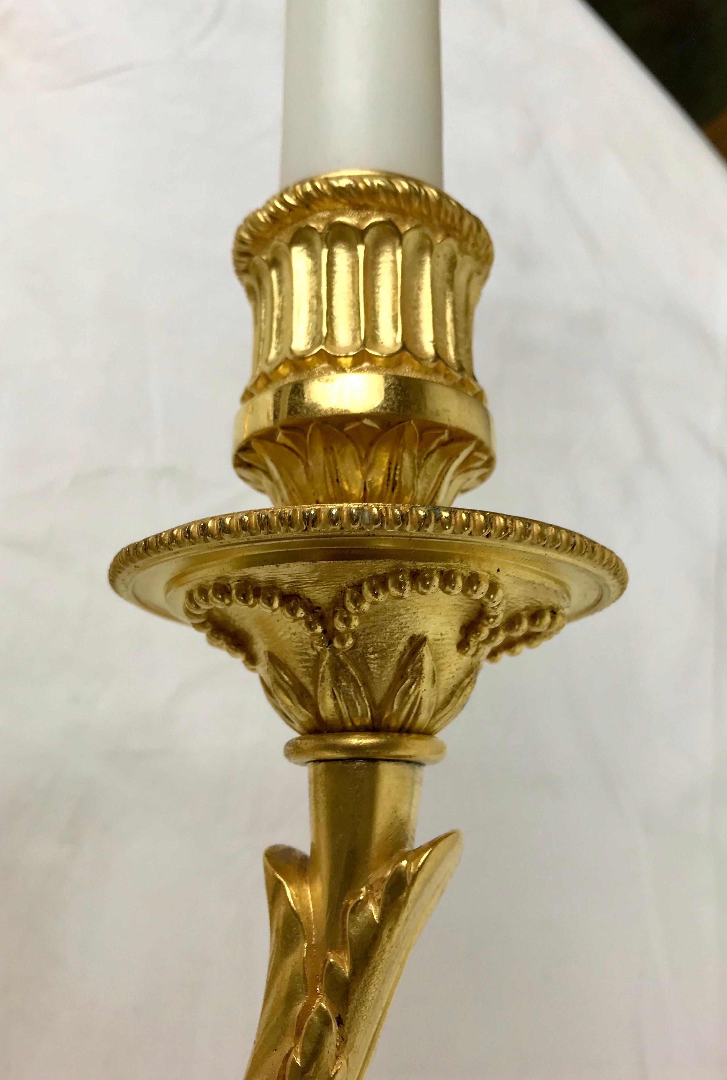 American Set of Four Louis XVI Style Gilt Bronze Sconces by E. F. Caldwell For Sale