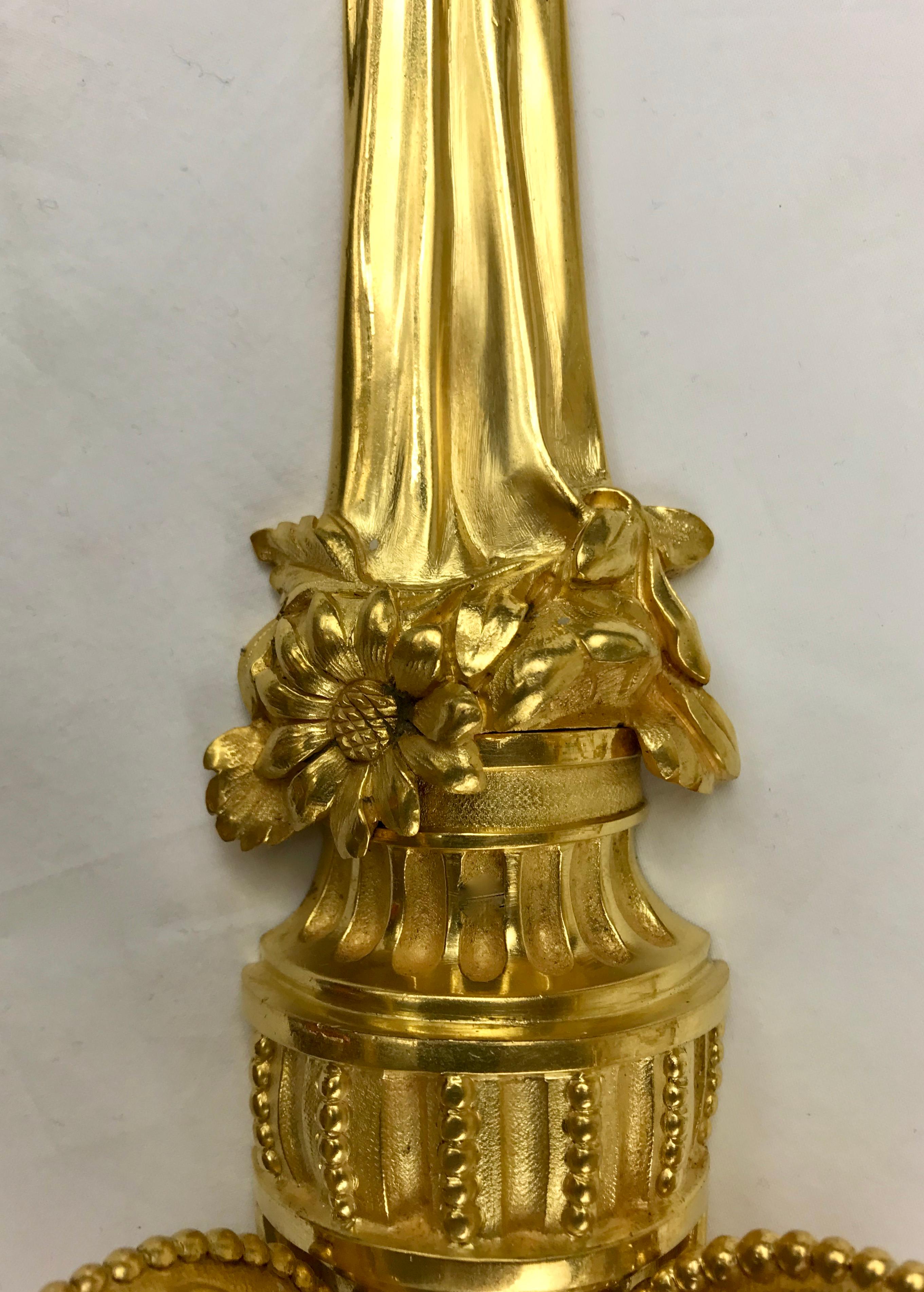 Set of Four Louis XVI Style Gilt Bronze Sconces by E. F. Caldwell For Sale 3
