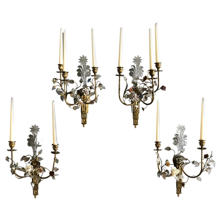 Set of Four Louis XVI Style Gilt Bronze Wall Lights For Sale at 1stDibs