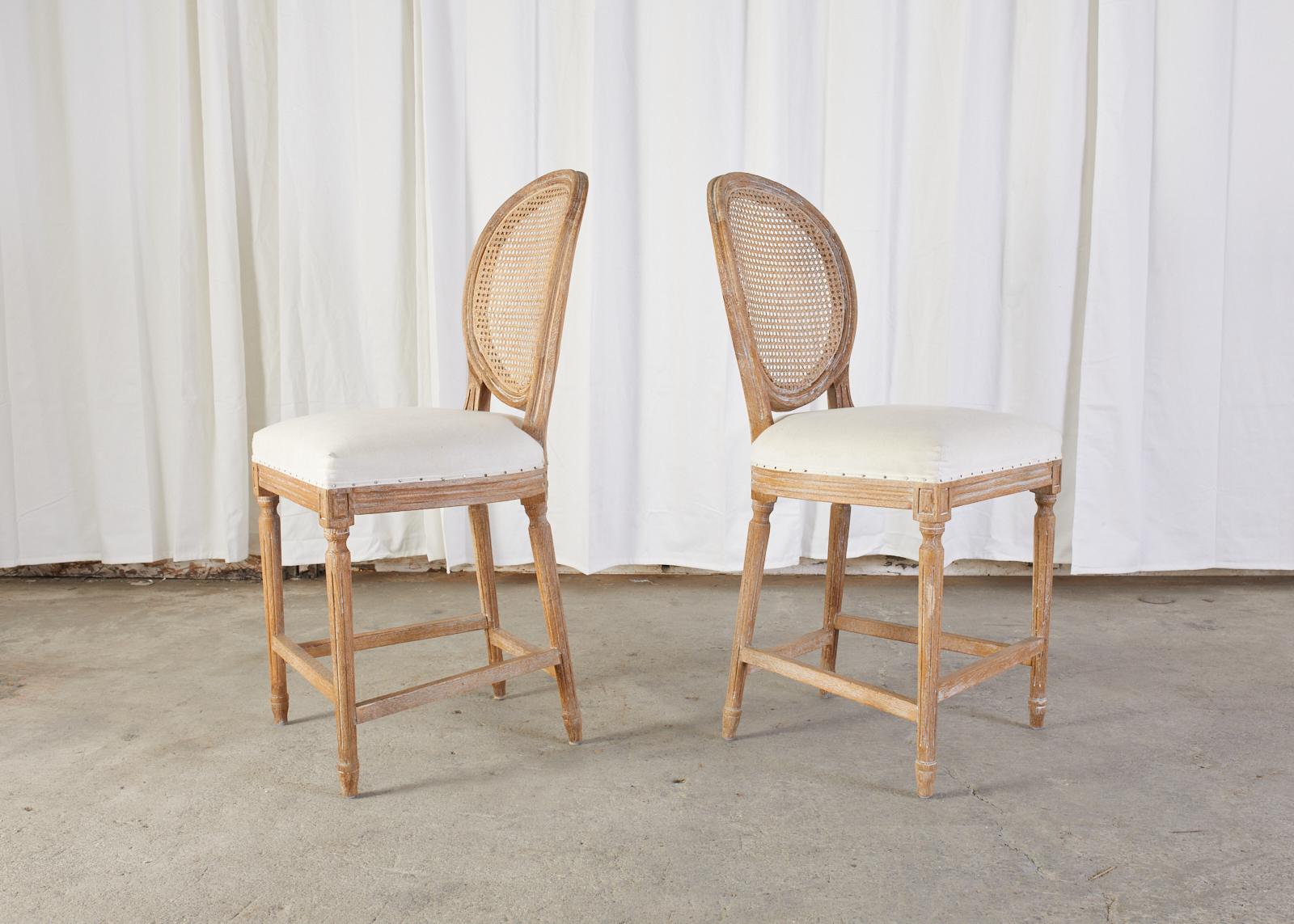 white cane bar stools