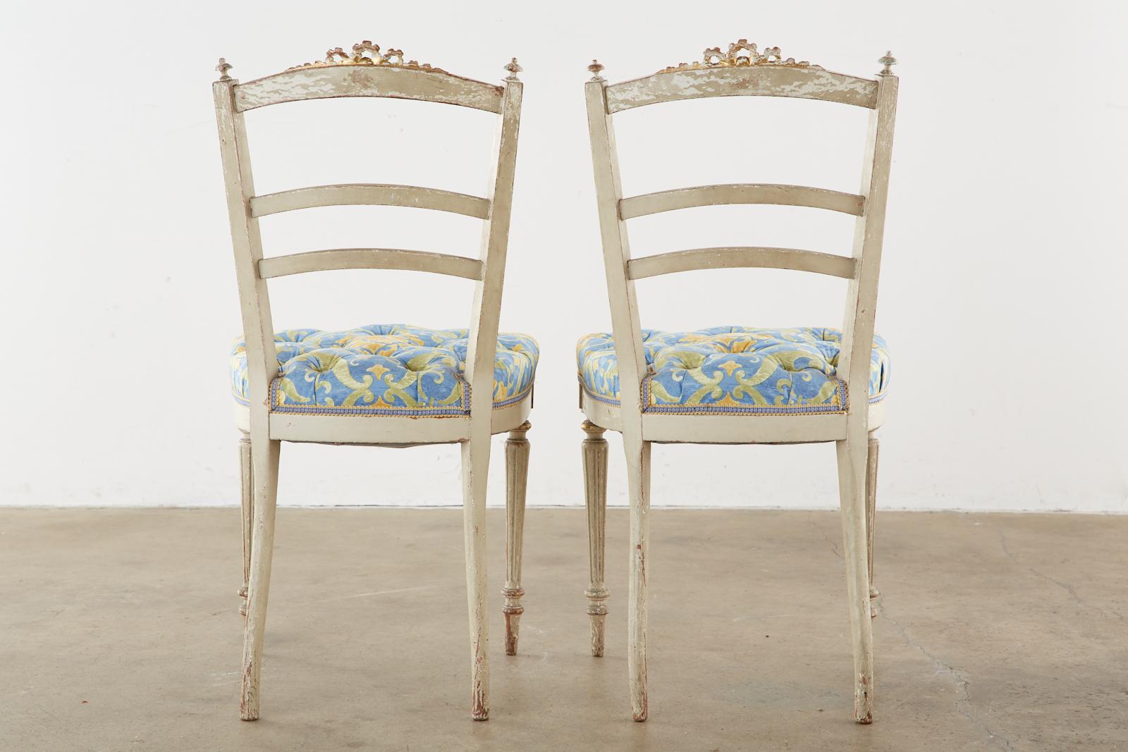 Set of Four Louis XVI Style Painted Dining Chairs 14