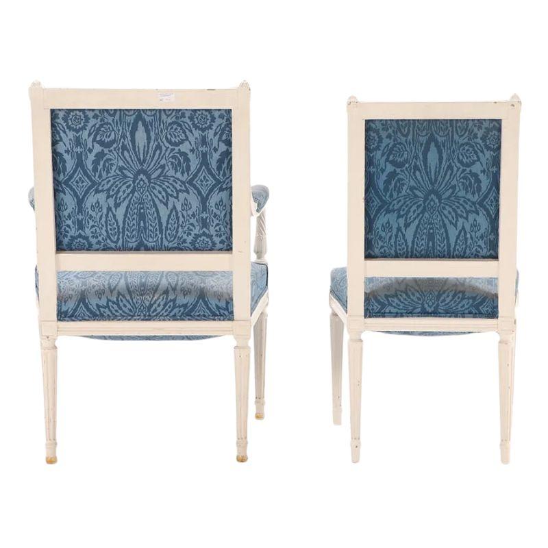 Hand-Painted Set of Four Louis XVI Style Painted Dining Chairs For Sale