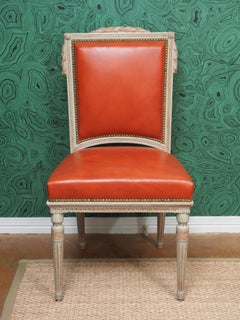 Set of Four Louis XVI Style Polychrome Chairs