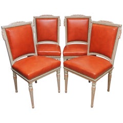 Set of Four Louis XVI Style Polychrome Chairs