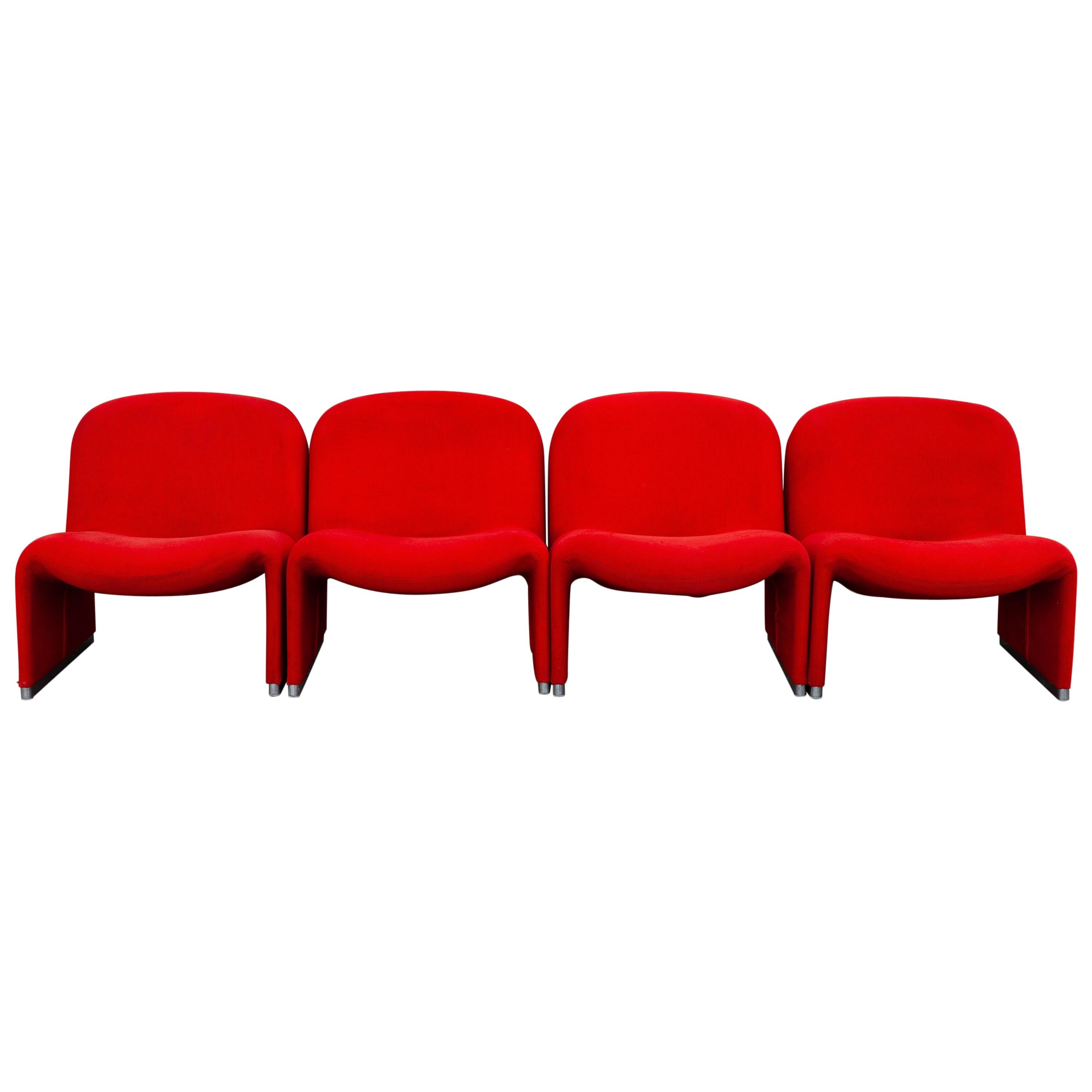 Set of Four Lounge Chairs Designed by Giancarlo Piretti for Castelli, 1970s